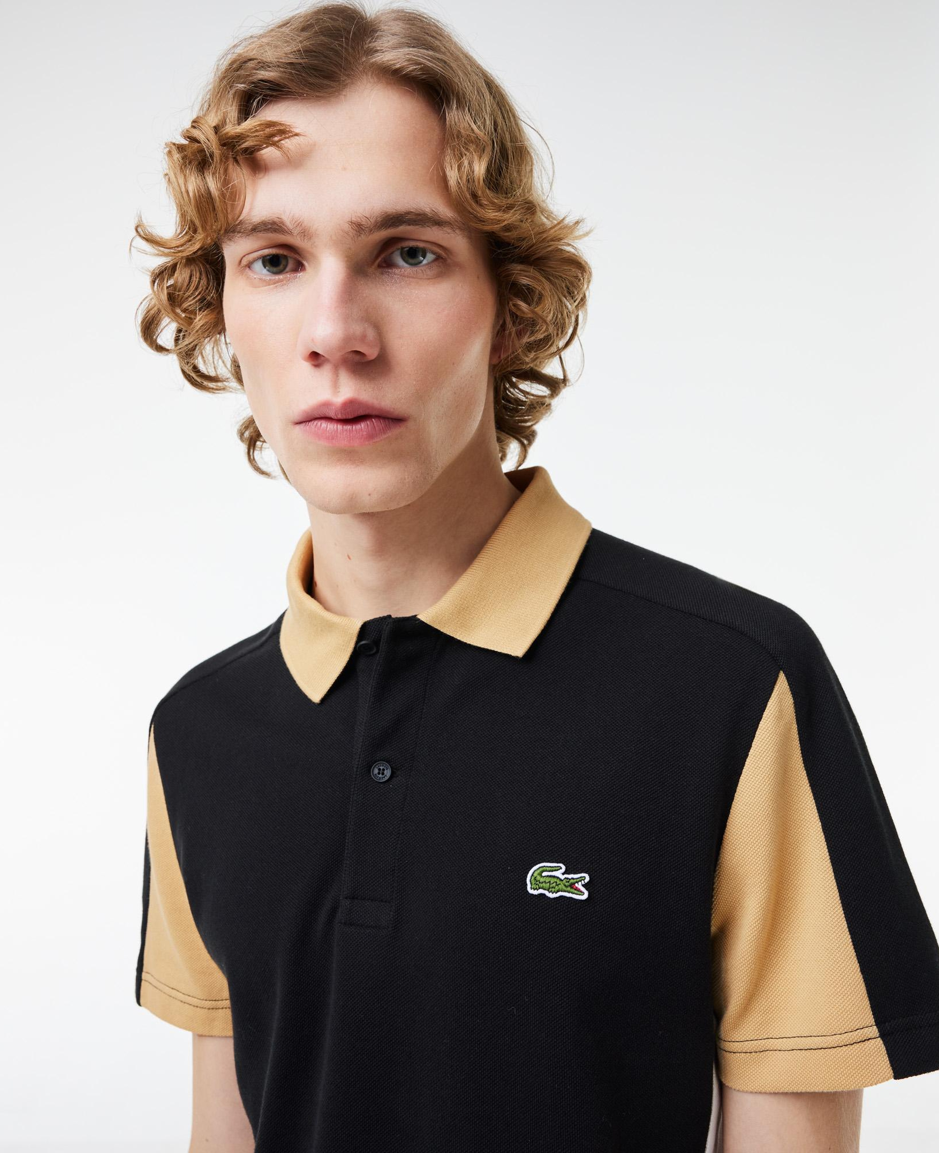 Erkek Regular Fit Renk Bloklu Siyah Polo