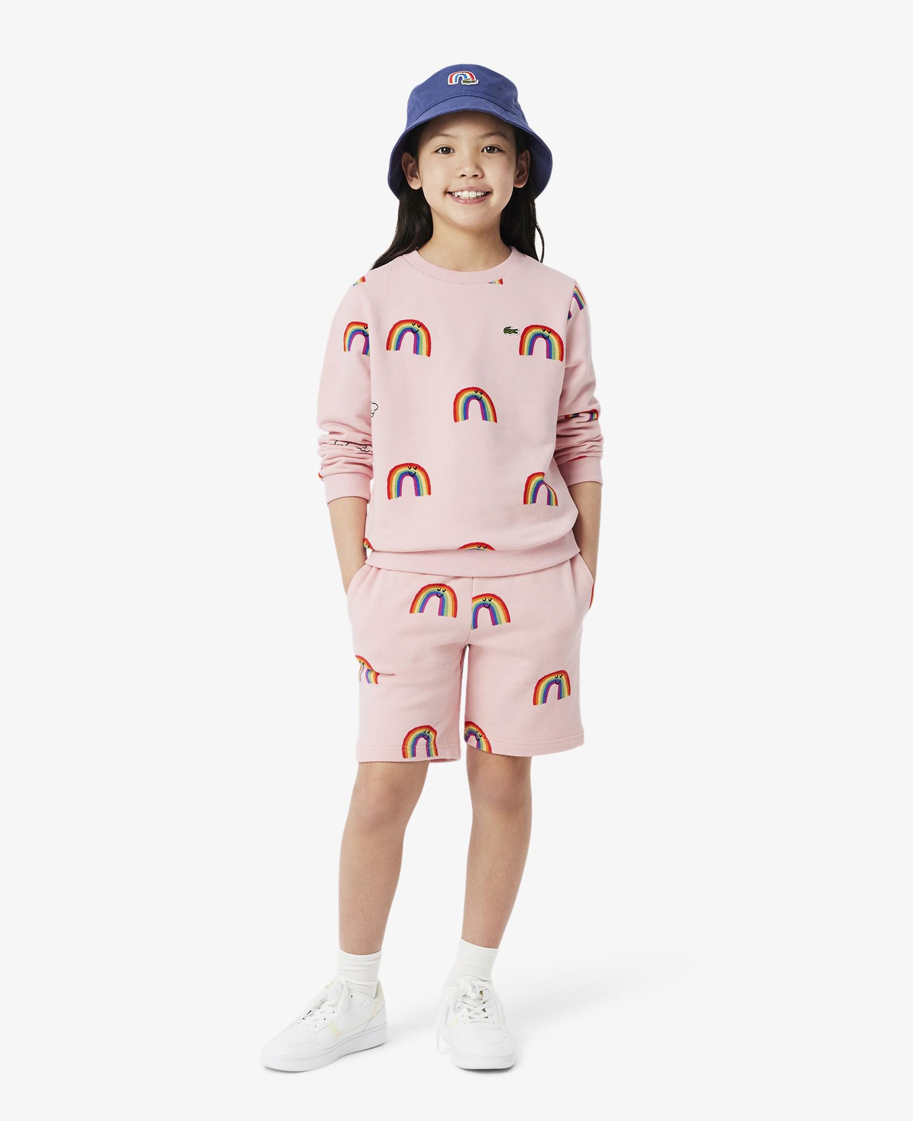 Lacoste Çocuk Bisiklet Yaka Desenli Pembe Sweatshirt