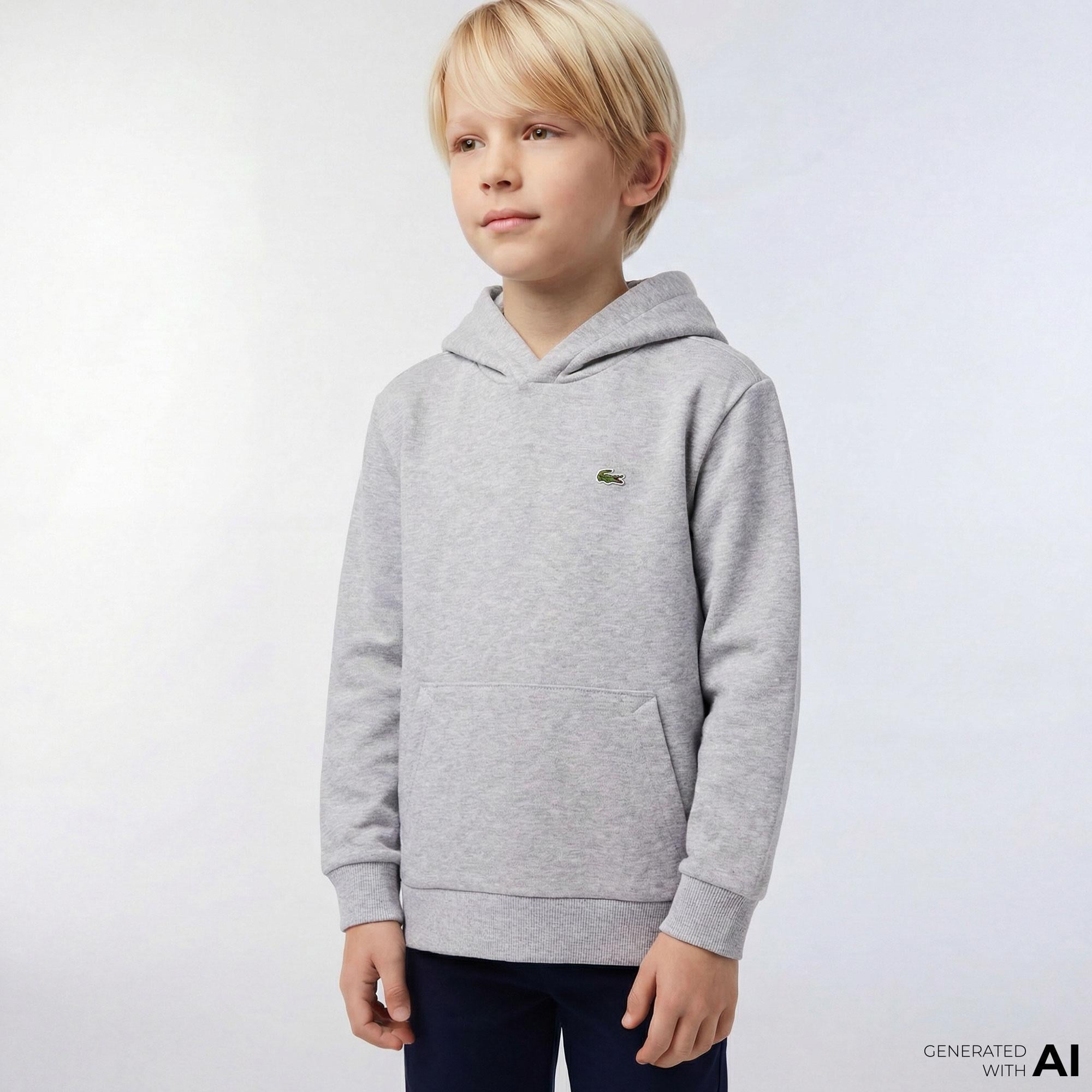 Lacoste Çocuk Kapüşonlu Gri Sweatshirt