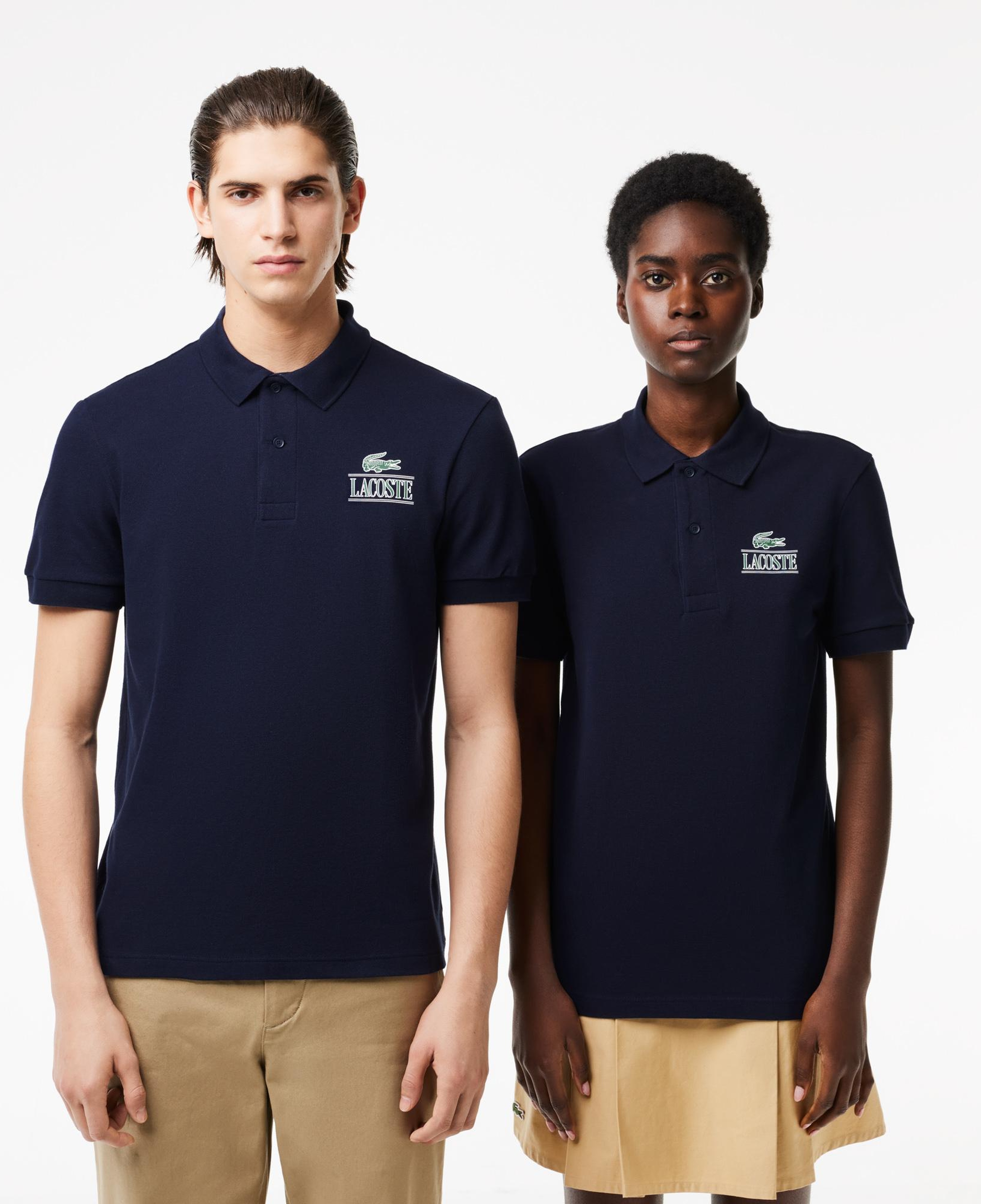 Unisex Regular Fit Baskılı Lacivert Polo