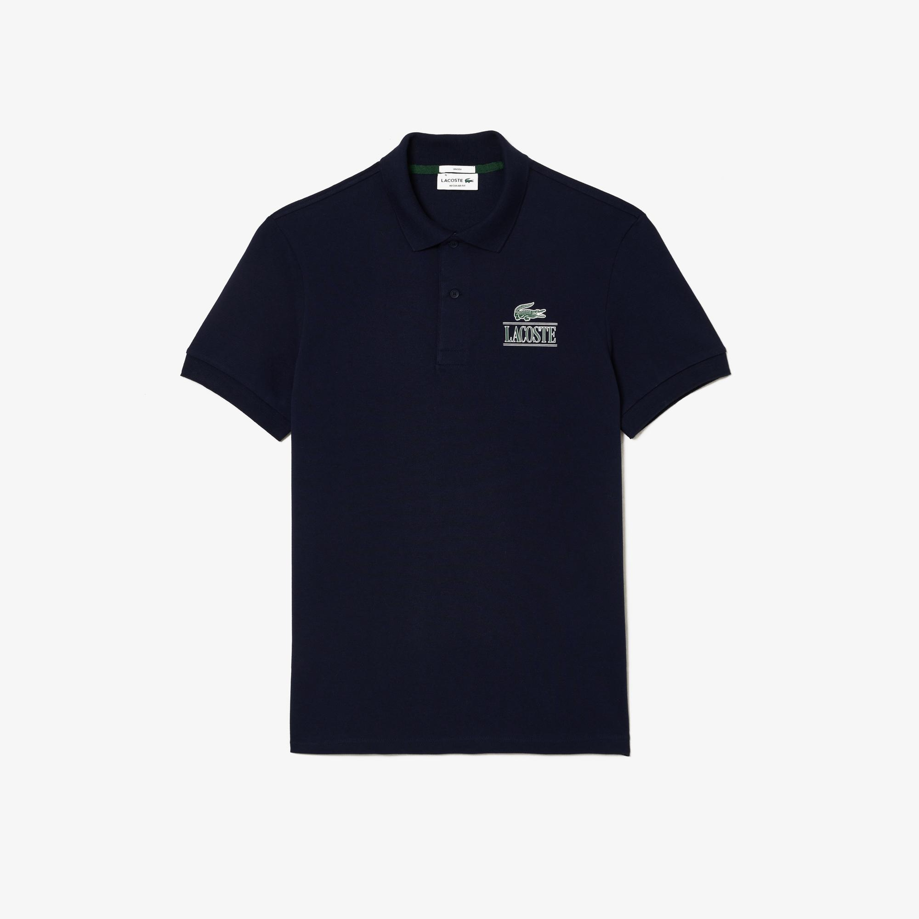 Unisex Regular Fit Baskılı Lacivert Polo