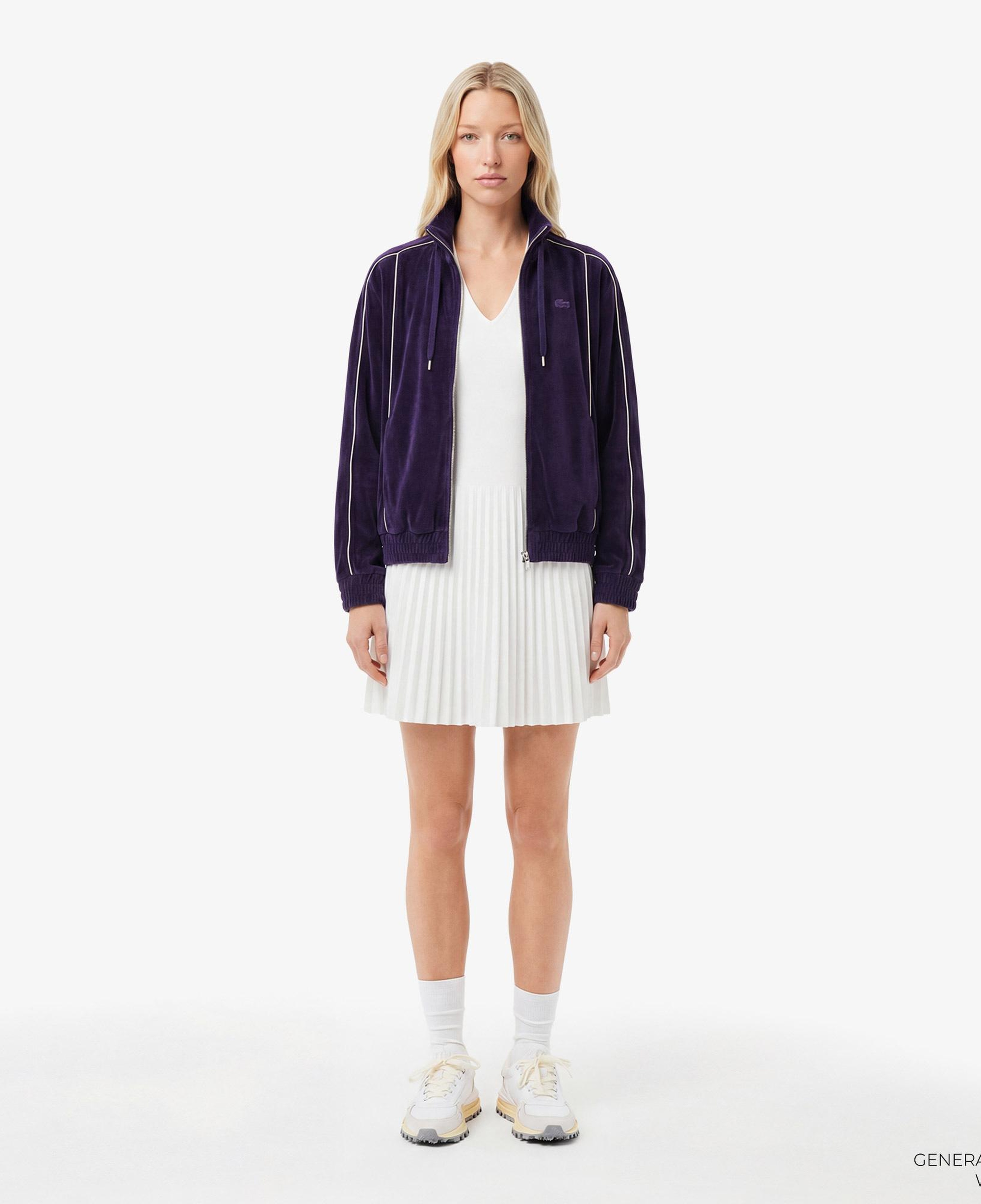 Lacoste Kadın Oversize Fit Fermuarlı Mor Sweatshirt
