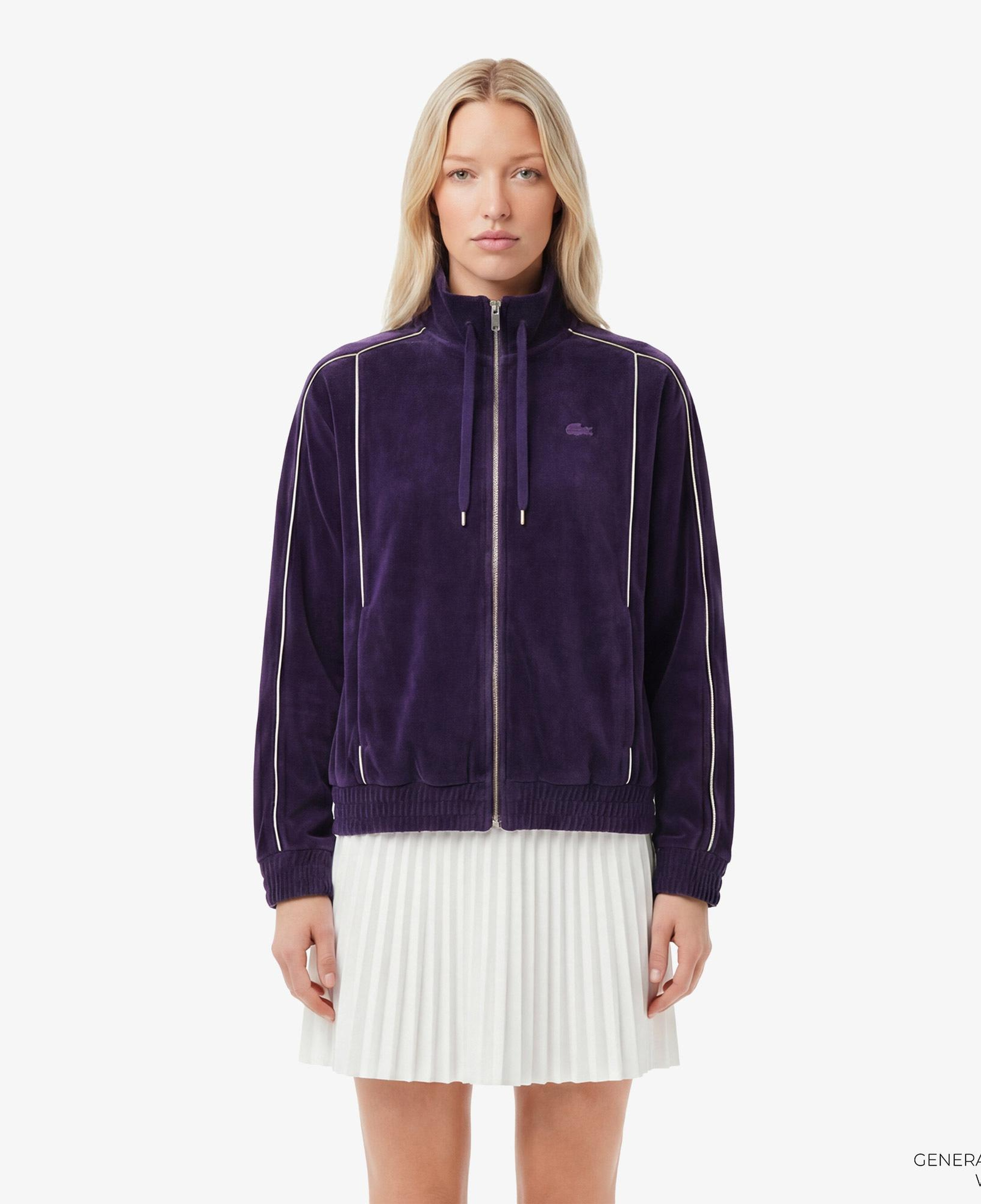 Lacoste Kadın Oversize Fit Fermuarlı Mor Sweatshirt