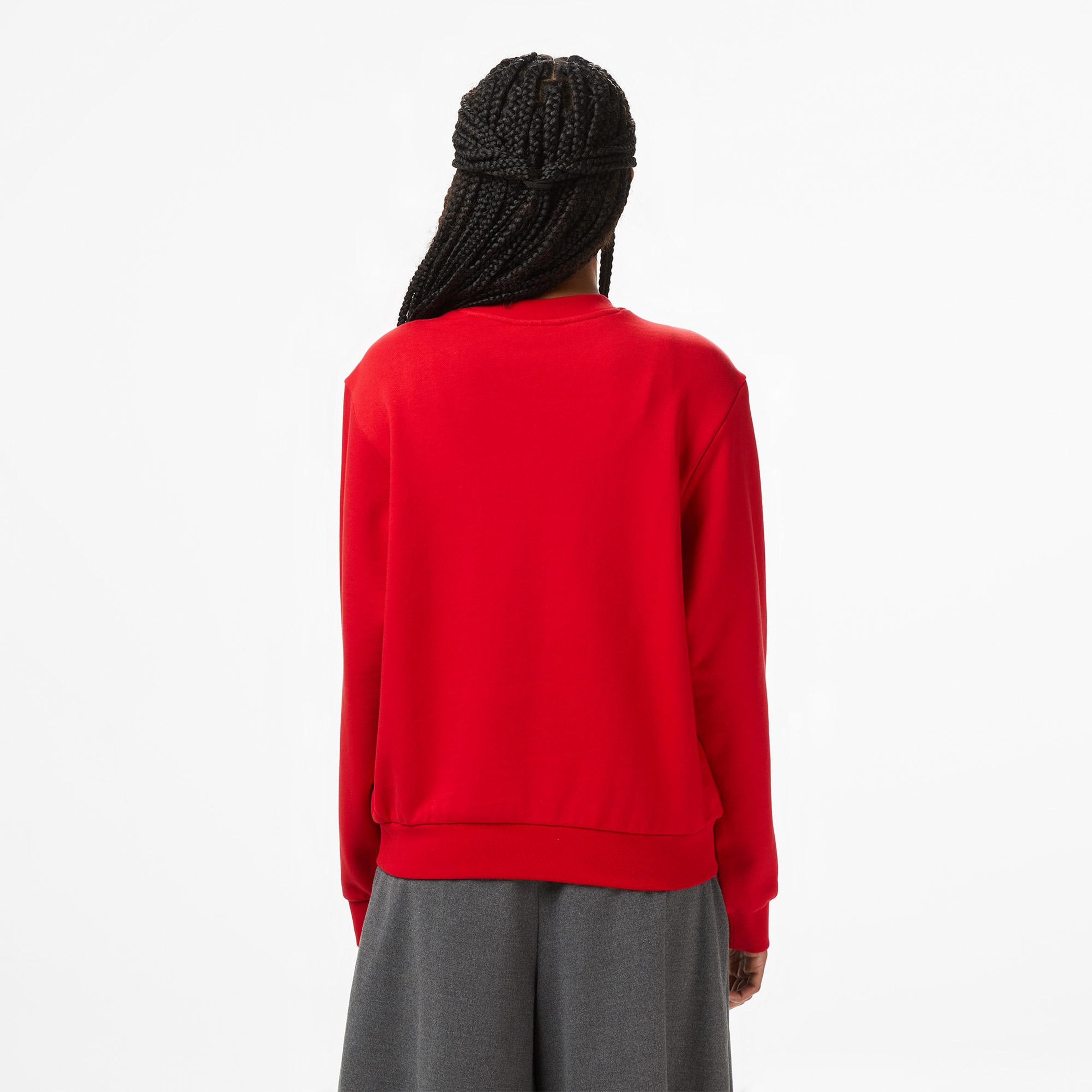 Lacoste Kadın Relaxed Fit Bisiklet Yaka Kırmızı Sweatshirt