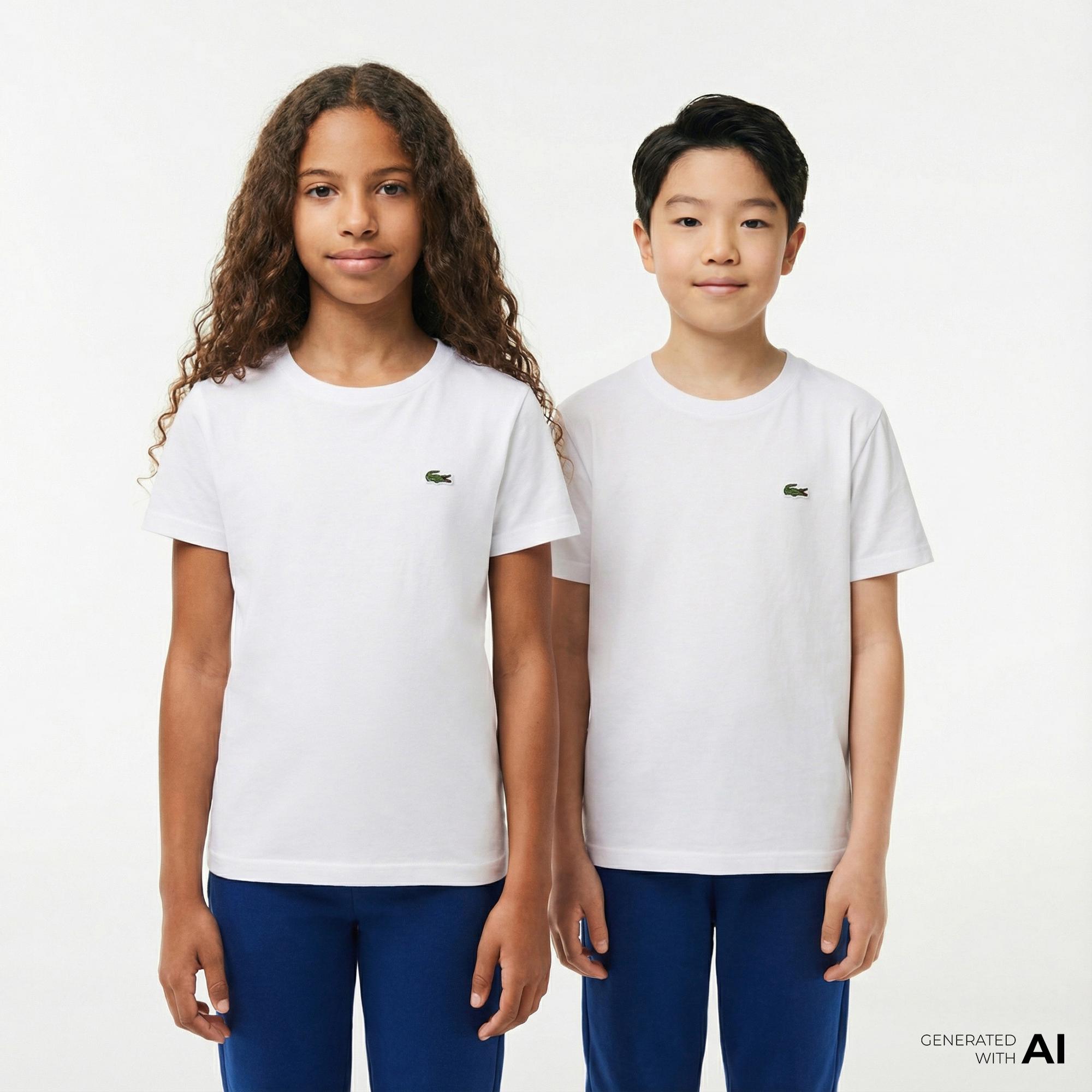Çocuk Bisiklet Yaka Beyaz T-Shirt