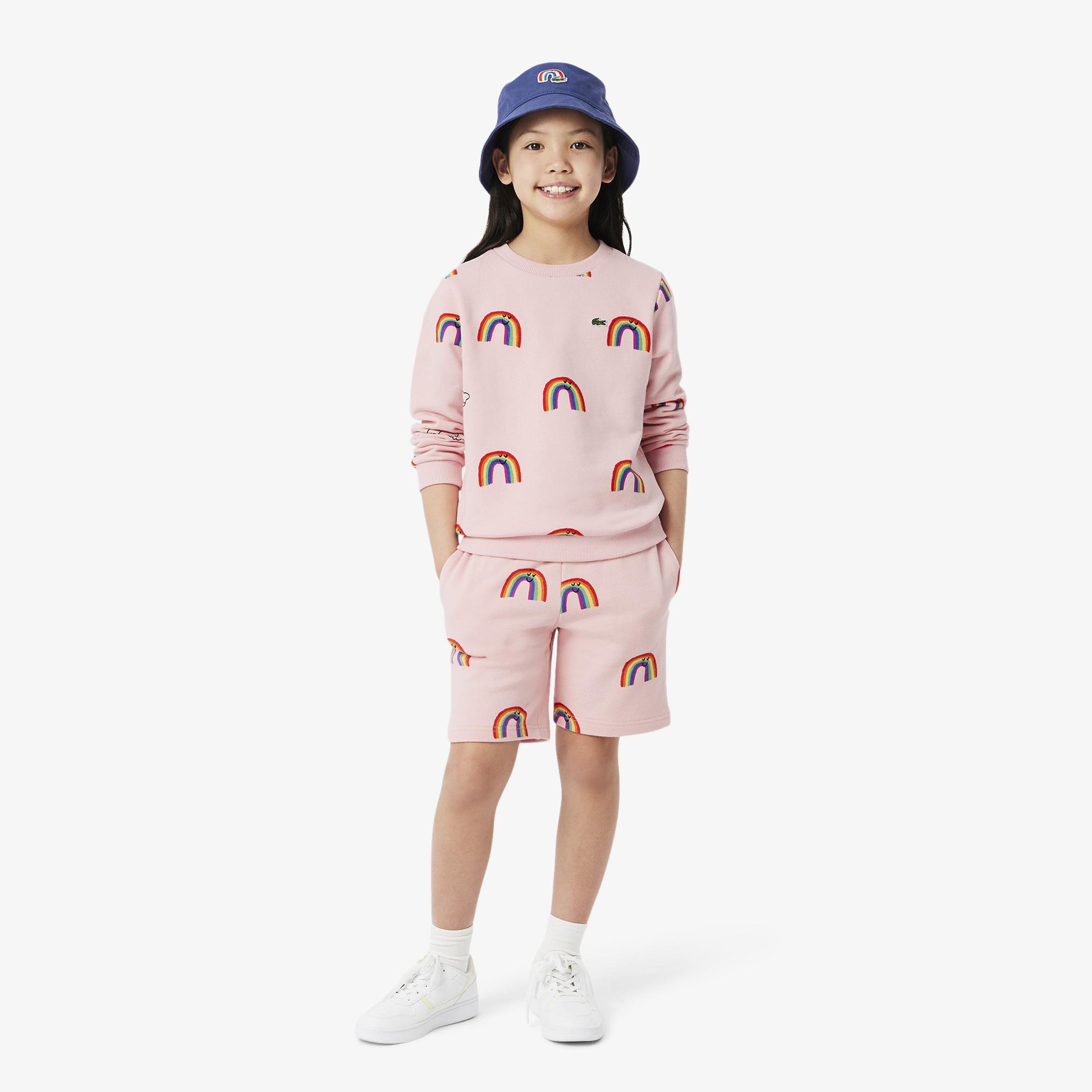 Lacoste Çocuk Bisiklet Yaka Desenli Pembe Sweatshirt