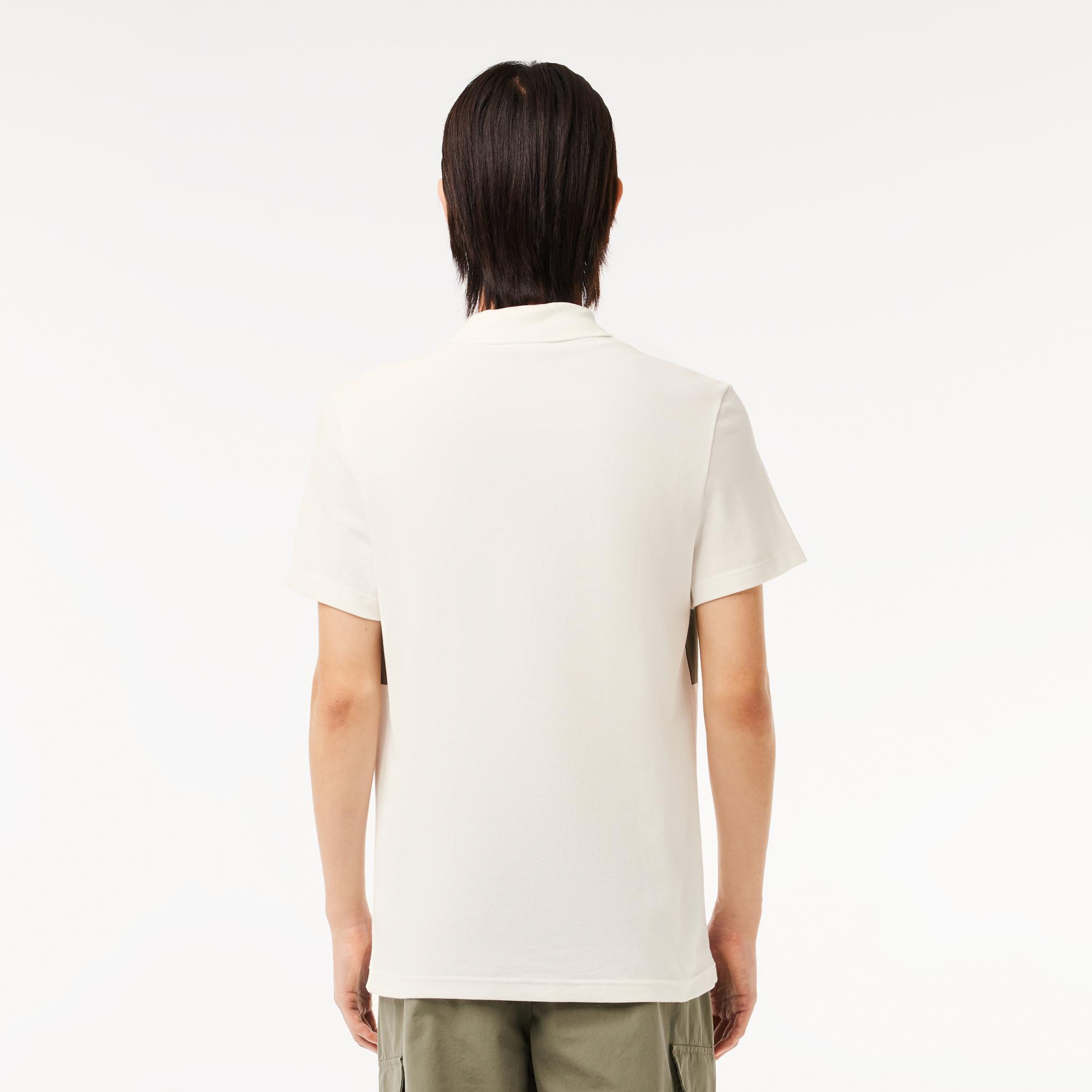 Erkek Regular Fit Renk Bloklu Krem Polo
