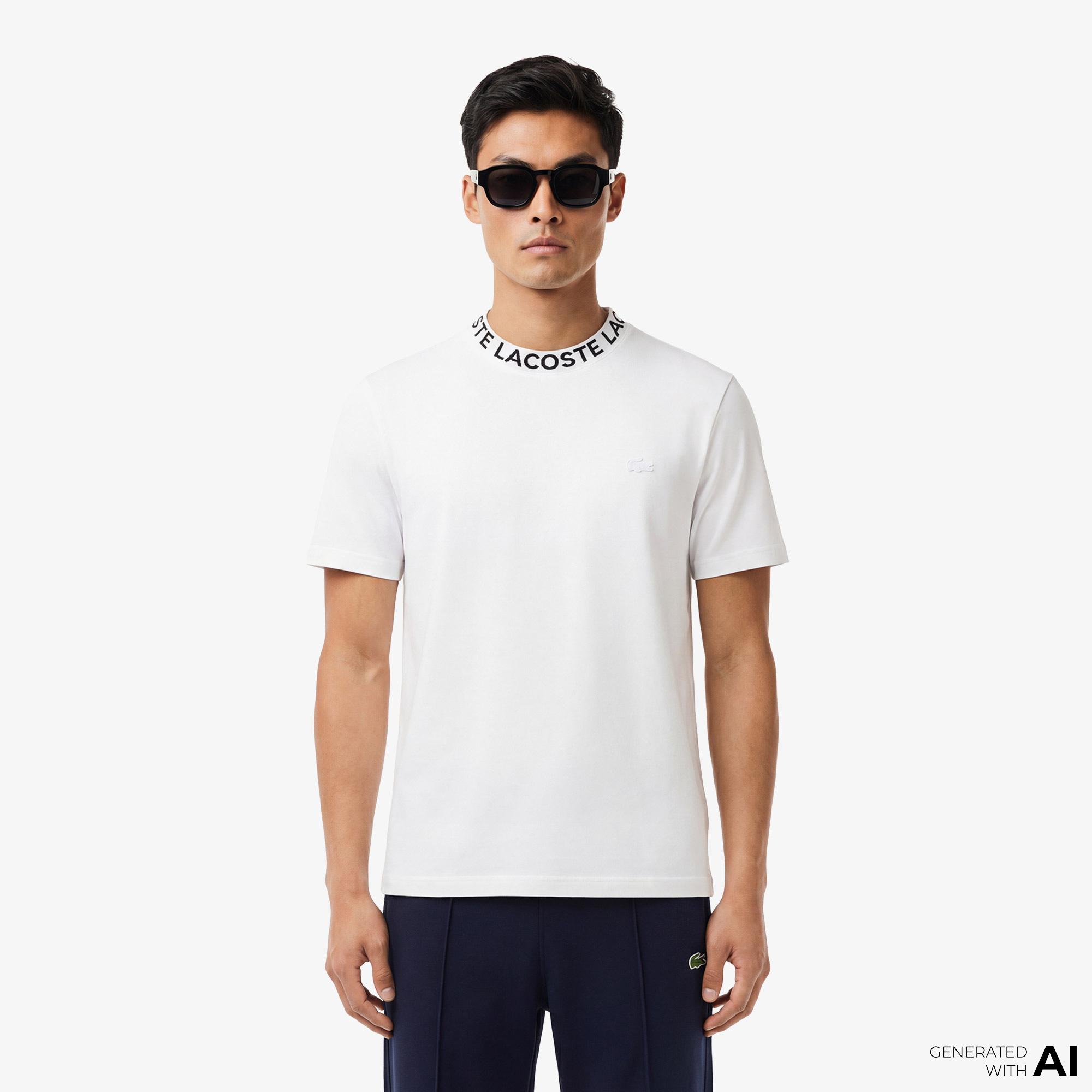 Lacoste Erkek Regular Fit Bisiklet Yaka Beyaz T-Shirt