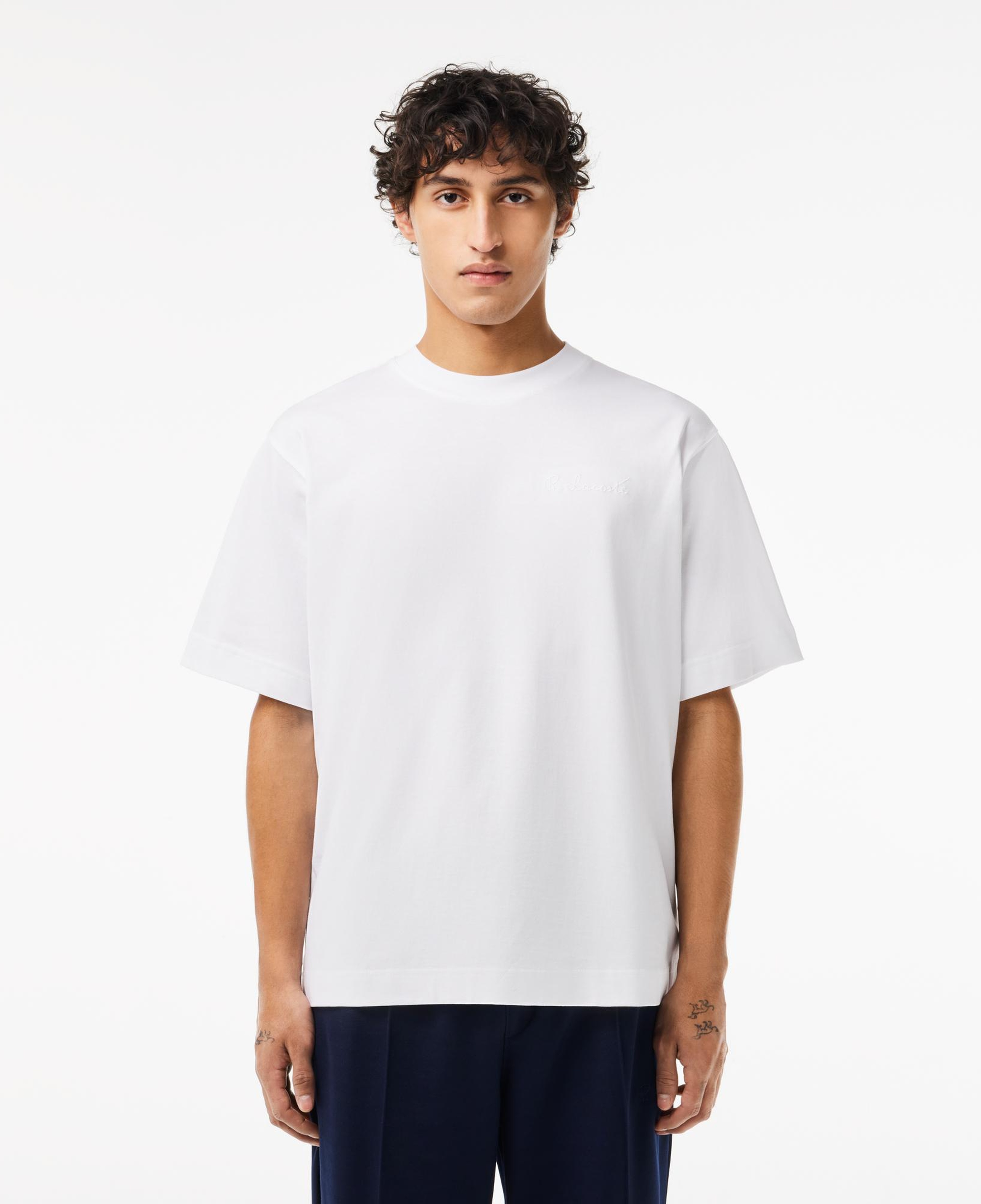 Erkek Oversize Fit Bisiklet Yaka Beyaz T-Shirt