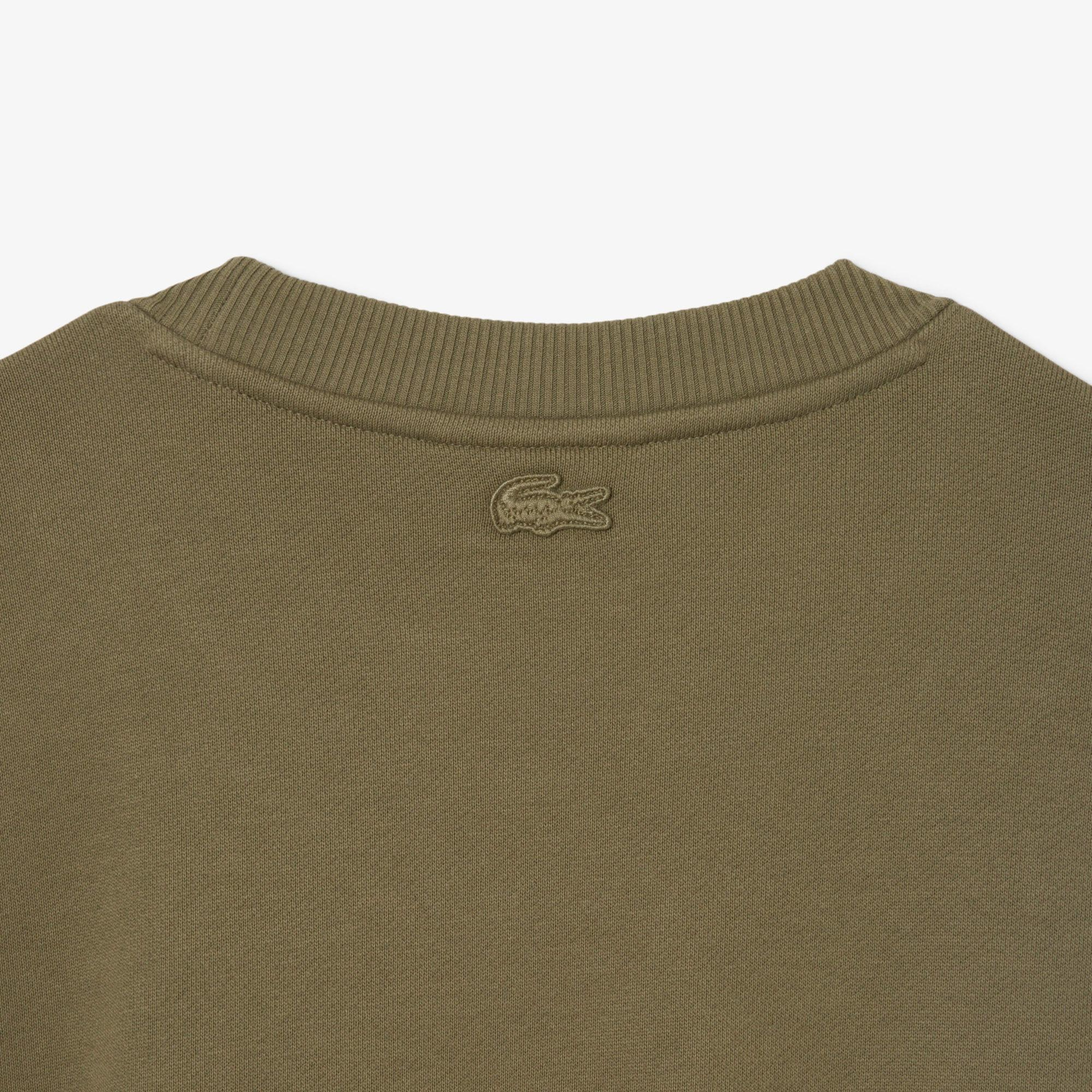 Erkek Classic Fit Bisiklet Yaka Baskılı Haki Sweatshirt