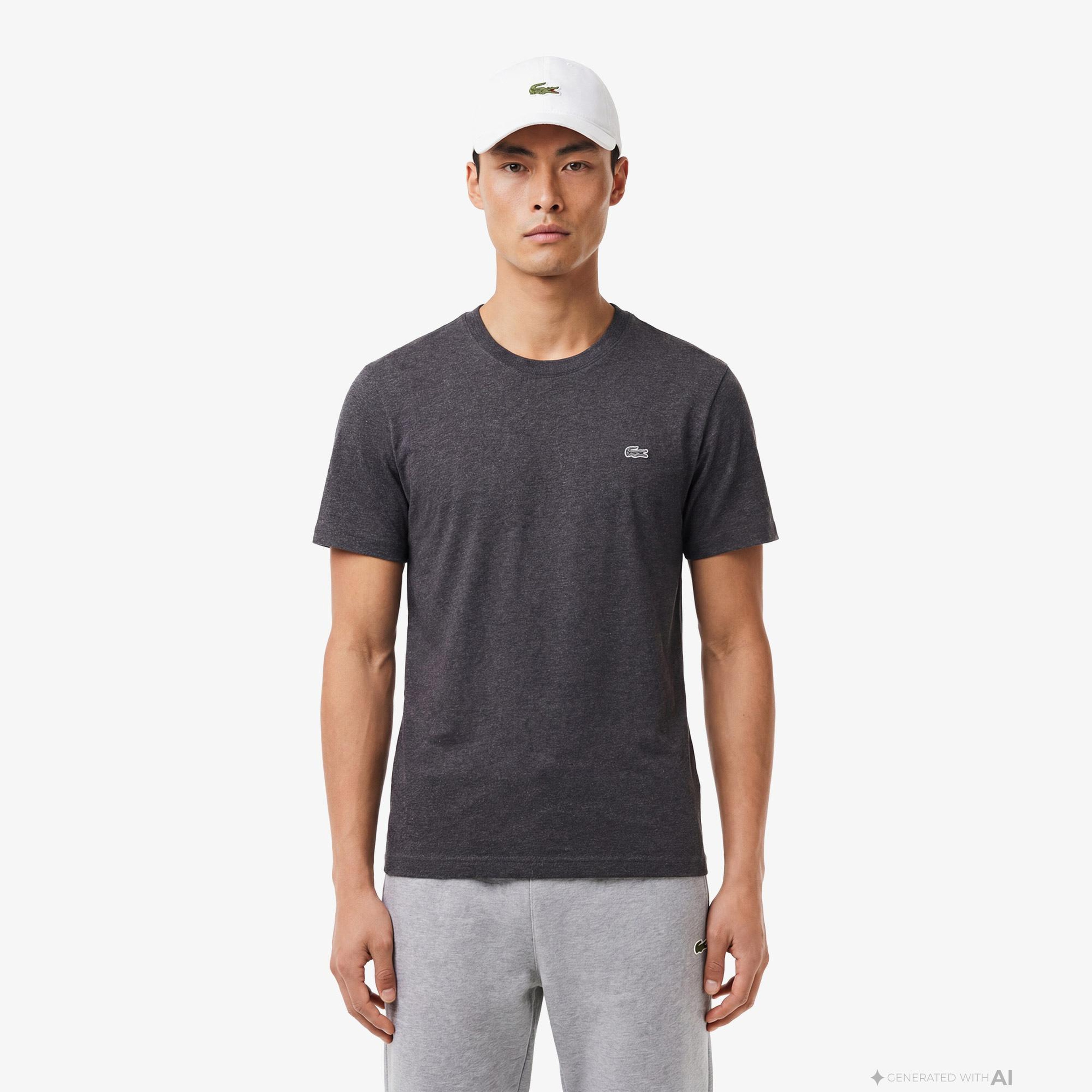 Erkek Regular Fit Bisiklet Yaka Koyu Gri T-Shirt