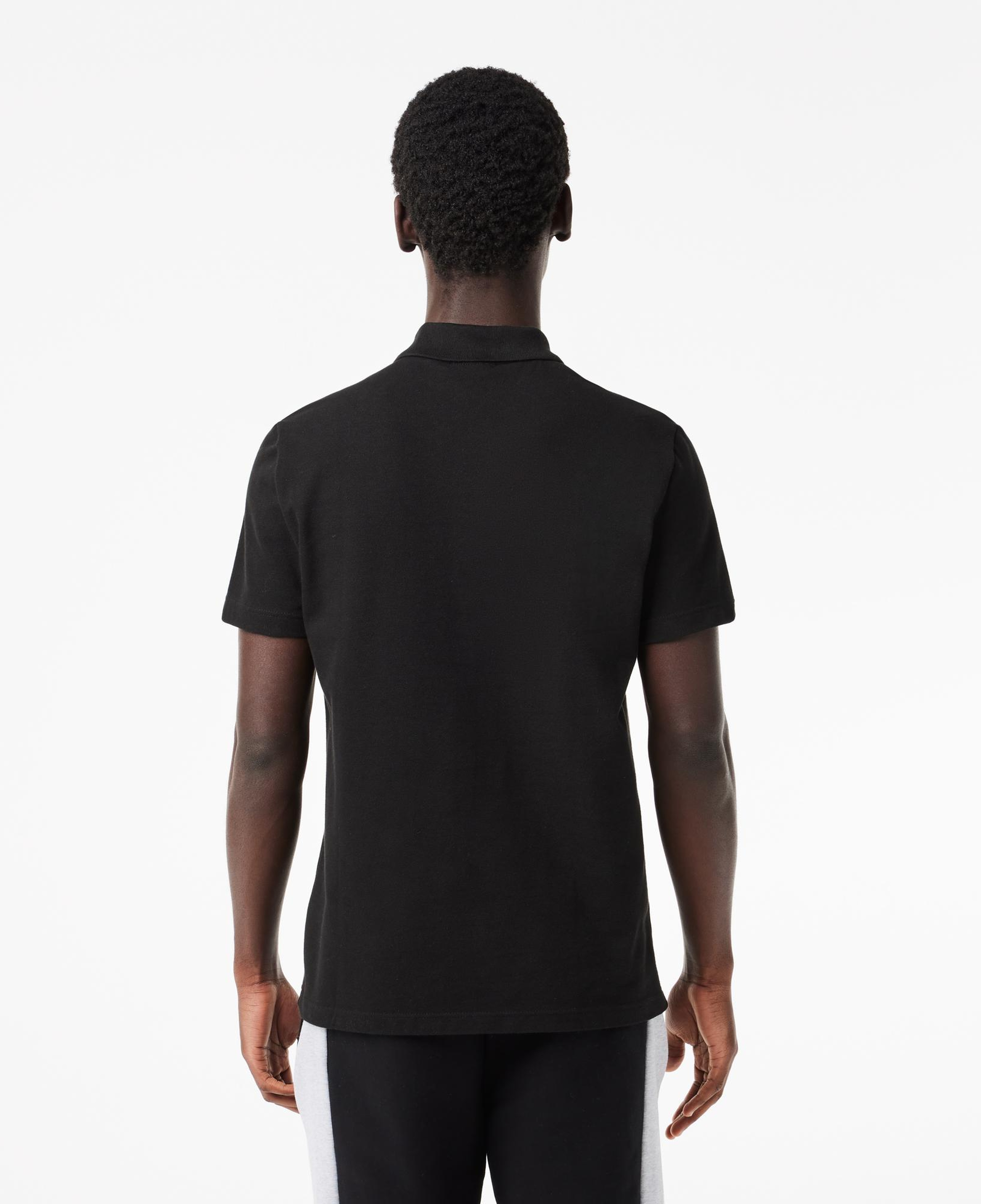 Erkek Regular Fit Renk Bloklu Siyah Polo