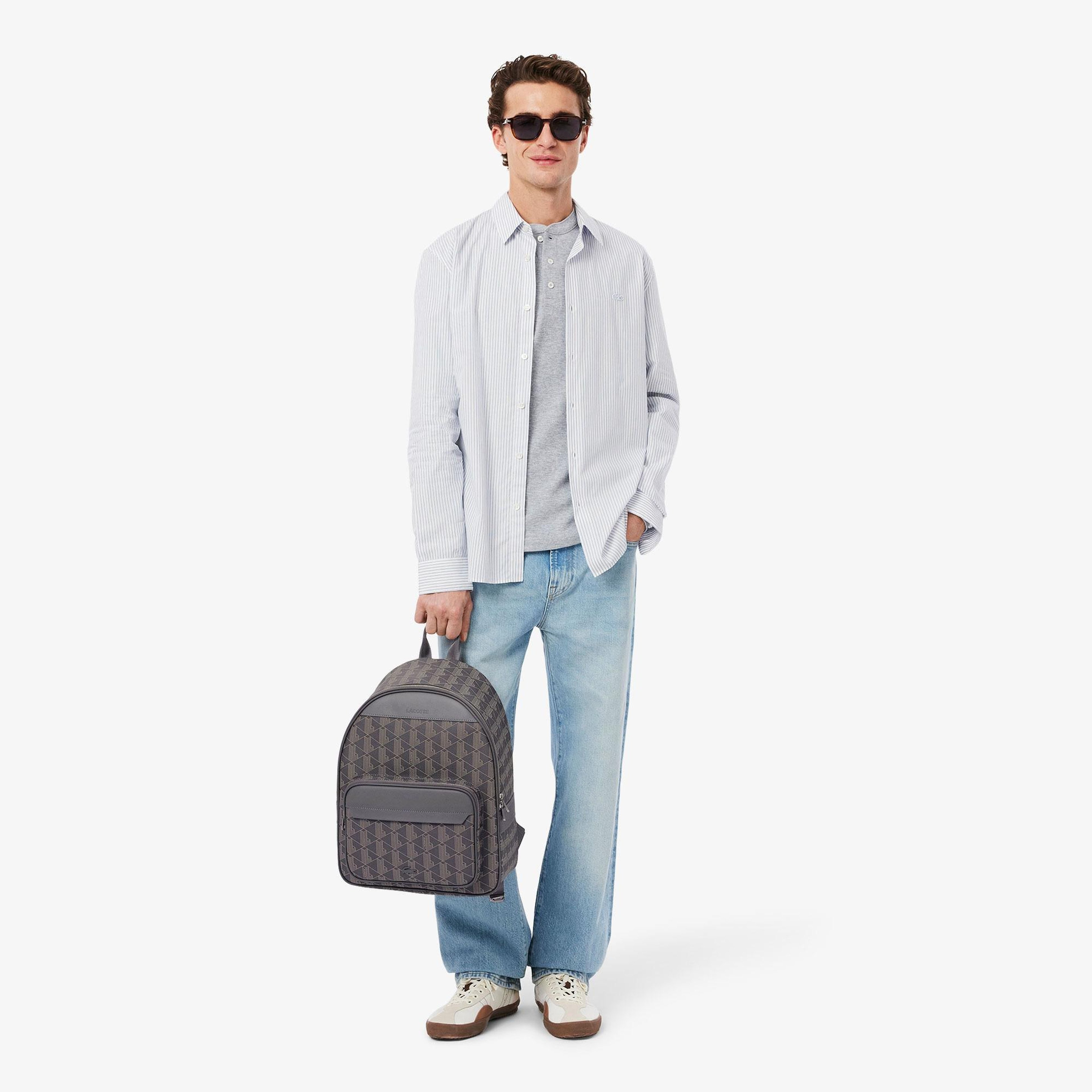 Lacoste The Blend Erkek Monogram Gri Sırt Çantası