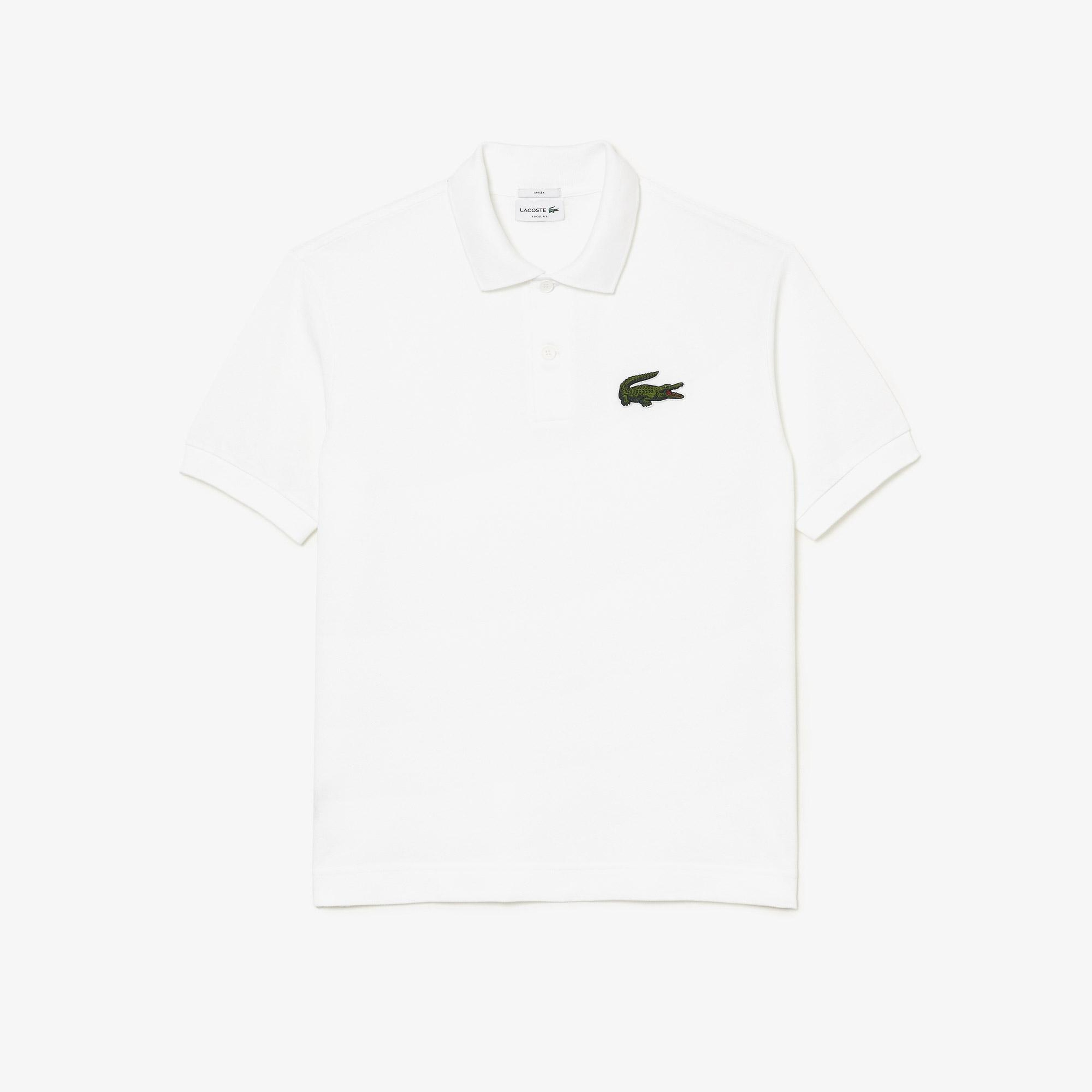Unisex Loose Fit Beyaz Polo