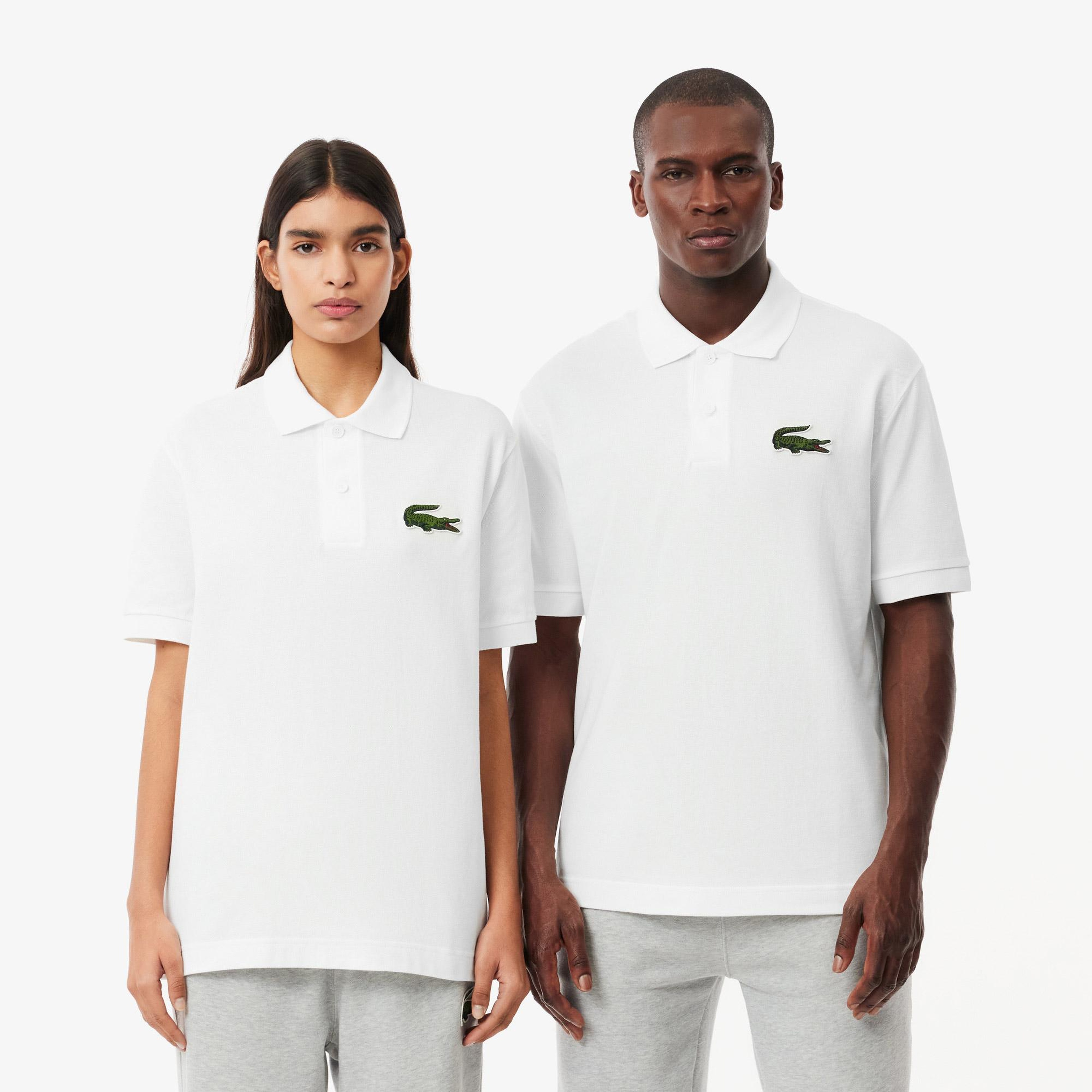 Unisex Loose Fit Beyaz Polo