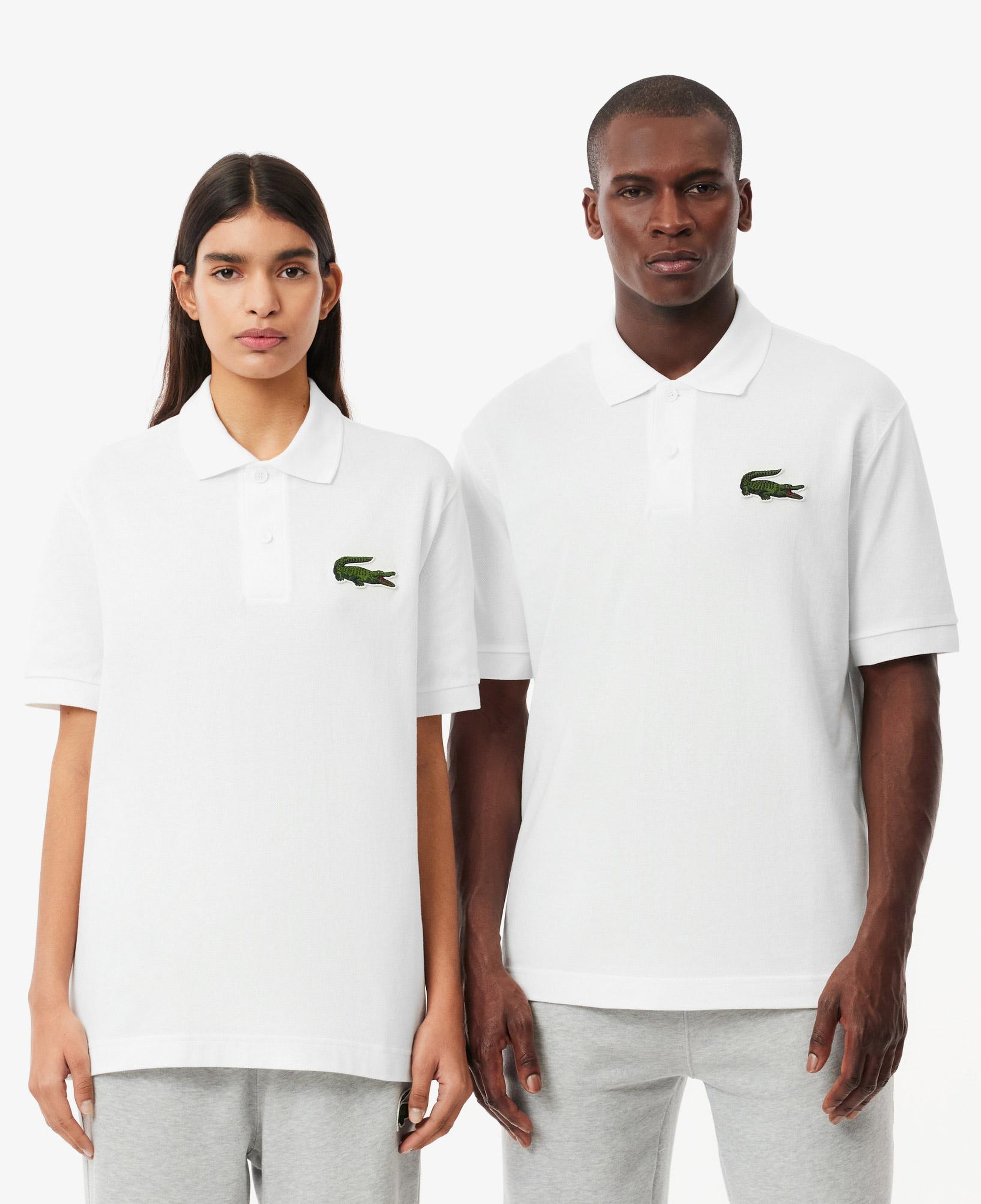 Unisex Loose Fit Beyaz Polo