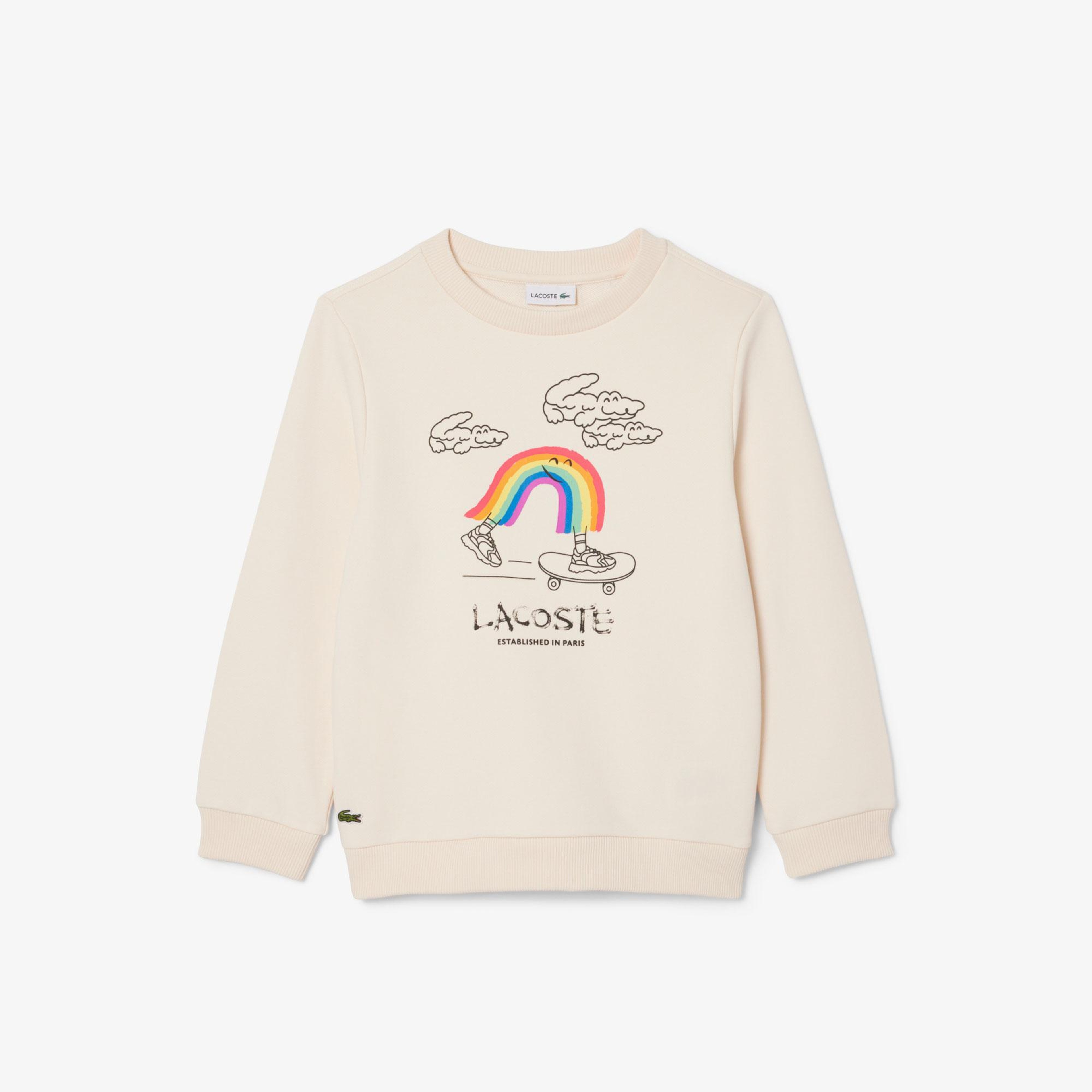 Çocuk Bisiklet Yaka Desenli Krem Sweatshirt