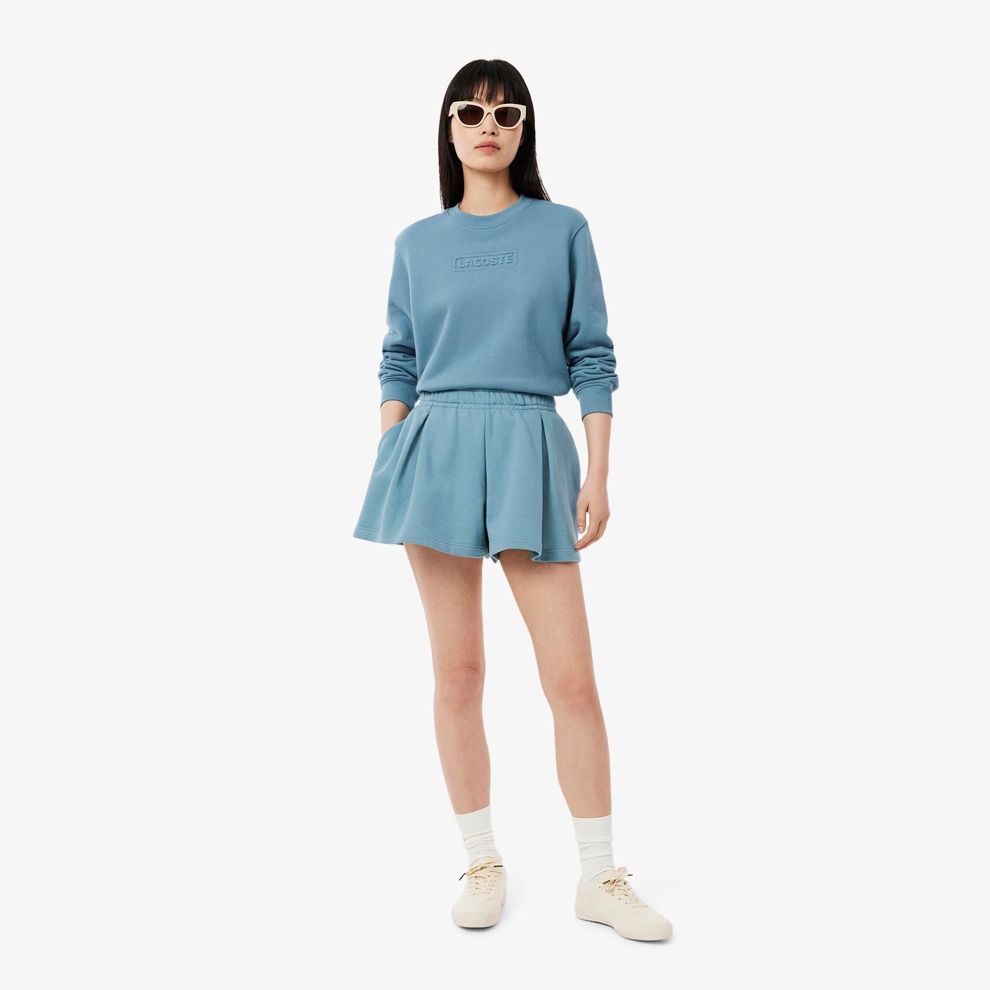 Lacoste Pleated Fleece Kadın Mavi Modal Karışımlı Şort