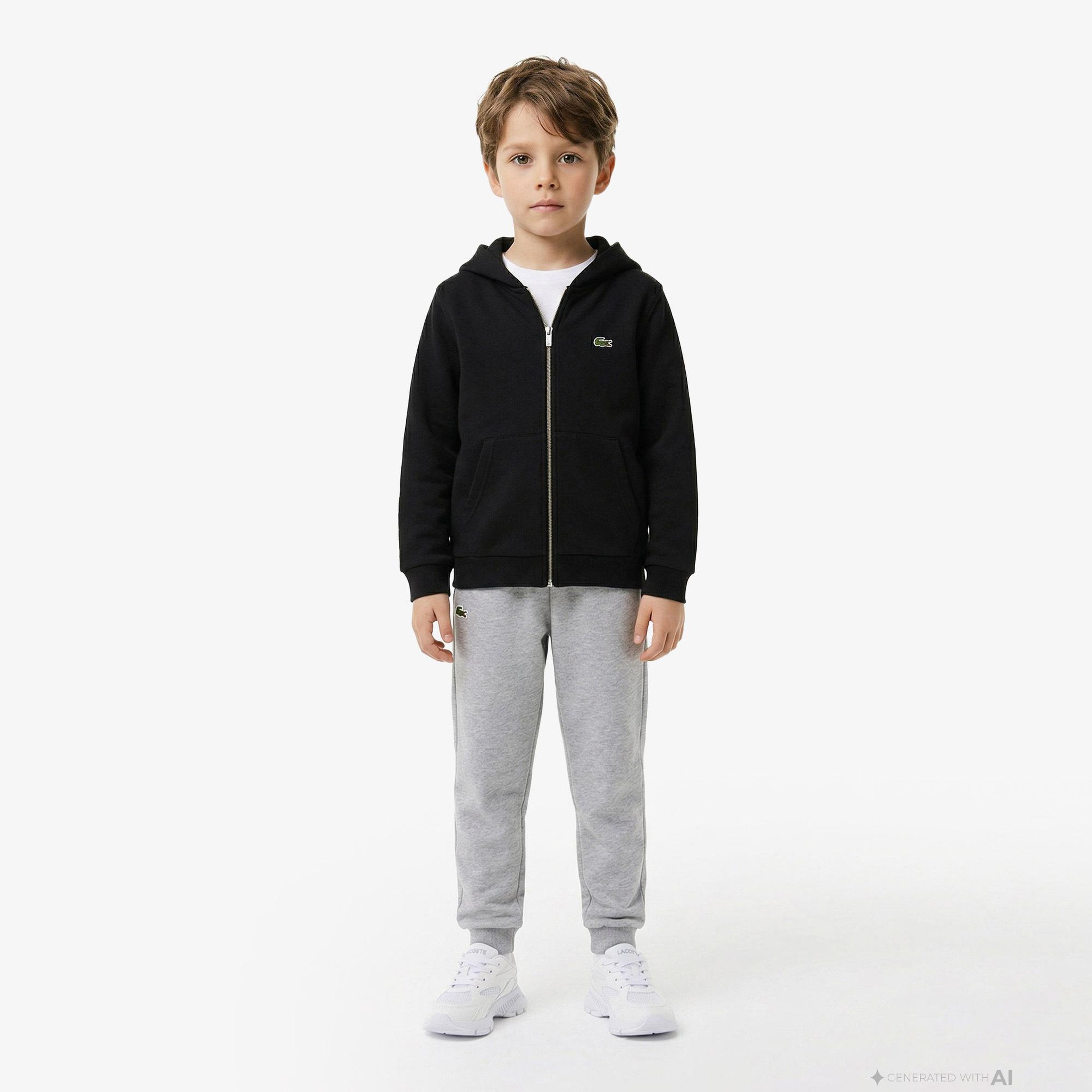 Lacoste Çocuk Kapüşonlu Siyah Sweatshirt