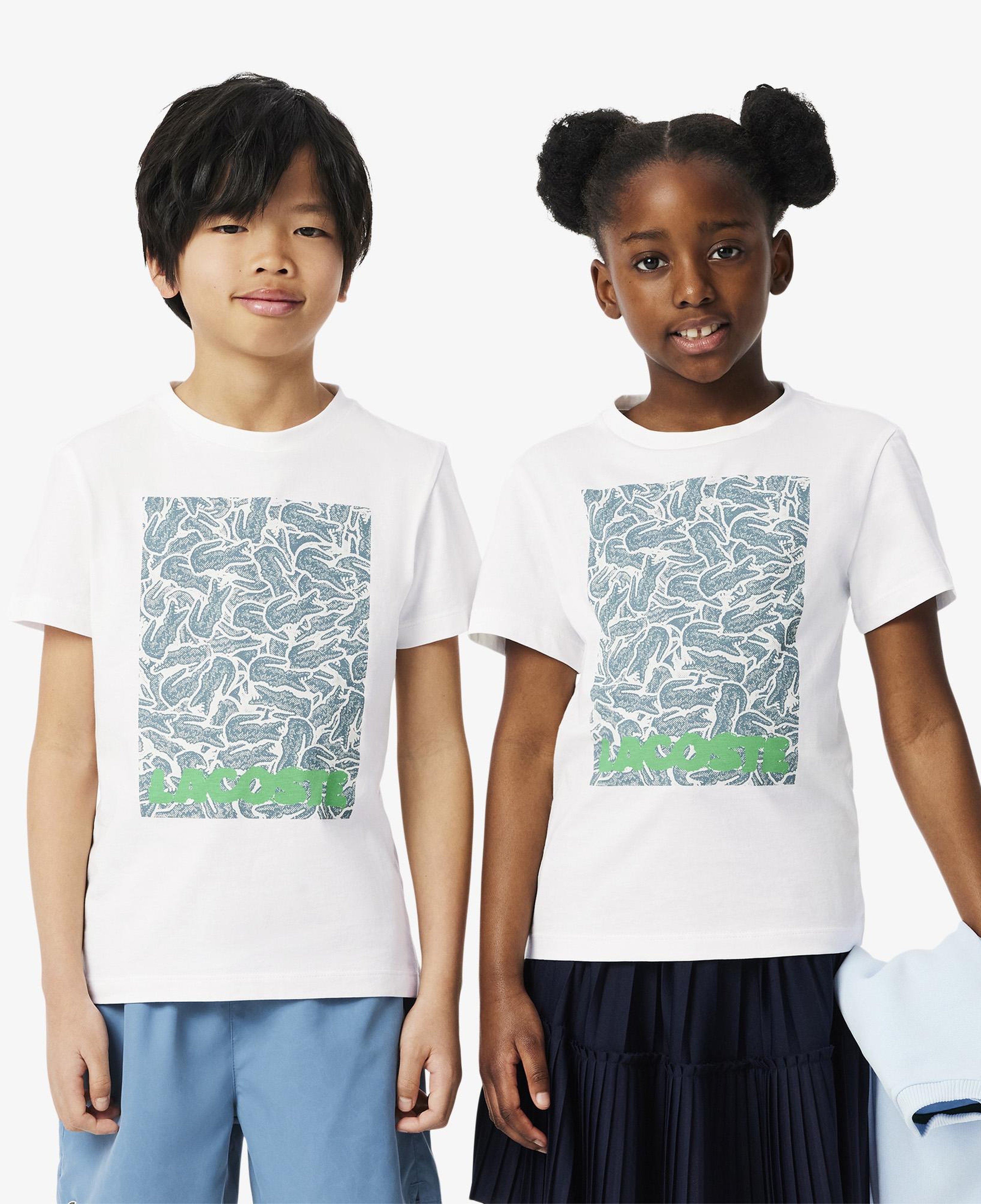 Lacoste Çocuk Bisiklet Yaka Baskılı Beyaz T-Shirt