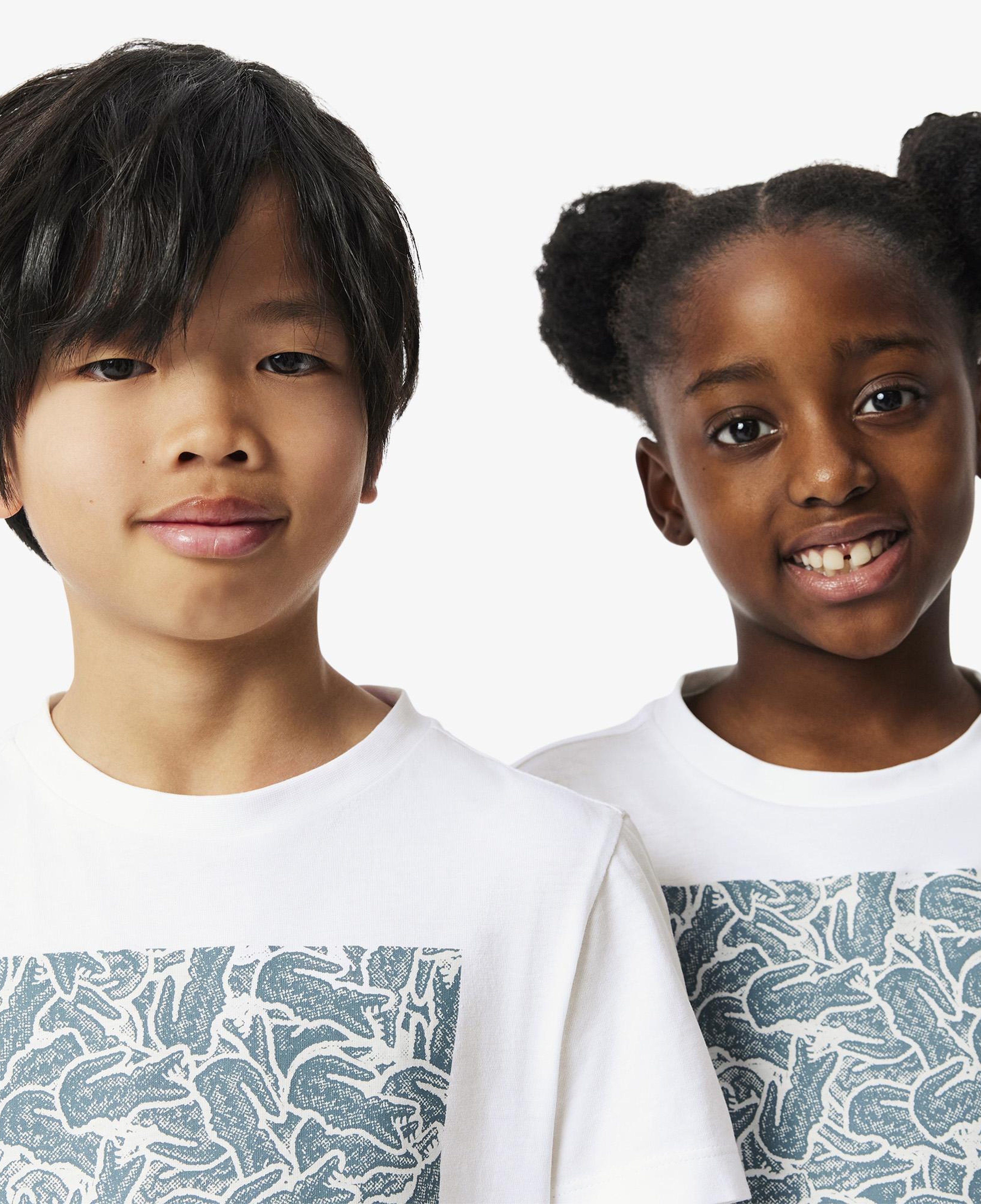 Lacoste Çocuk Bisiklet Yaka Baskılı Beyaz T-Shirt