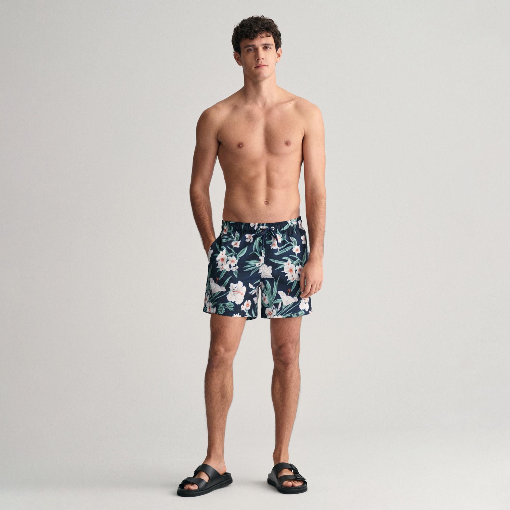 GANT Erkek Lacivert Regular Fit Desenli Deniz Şortu