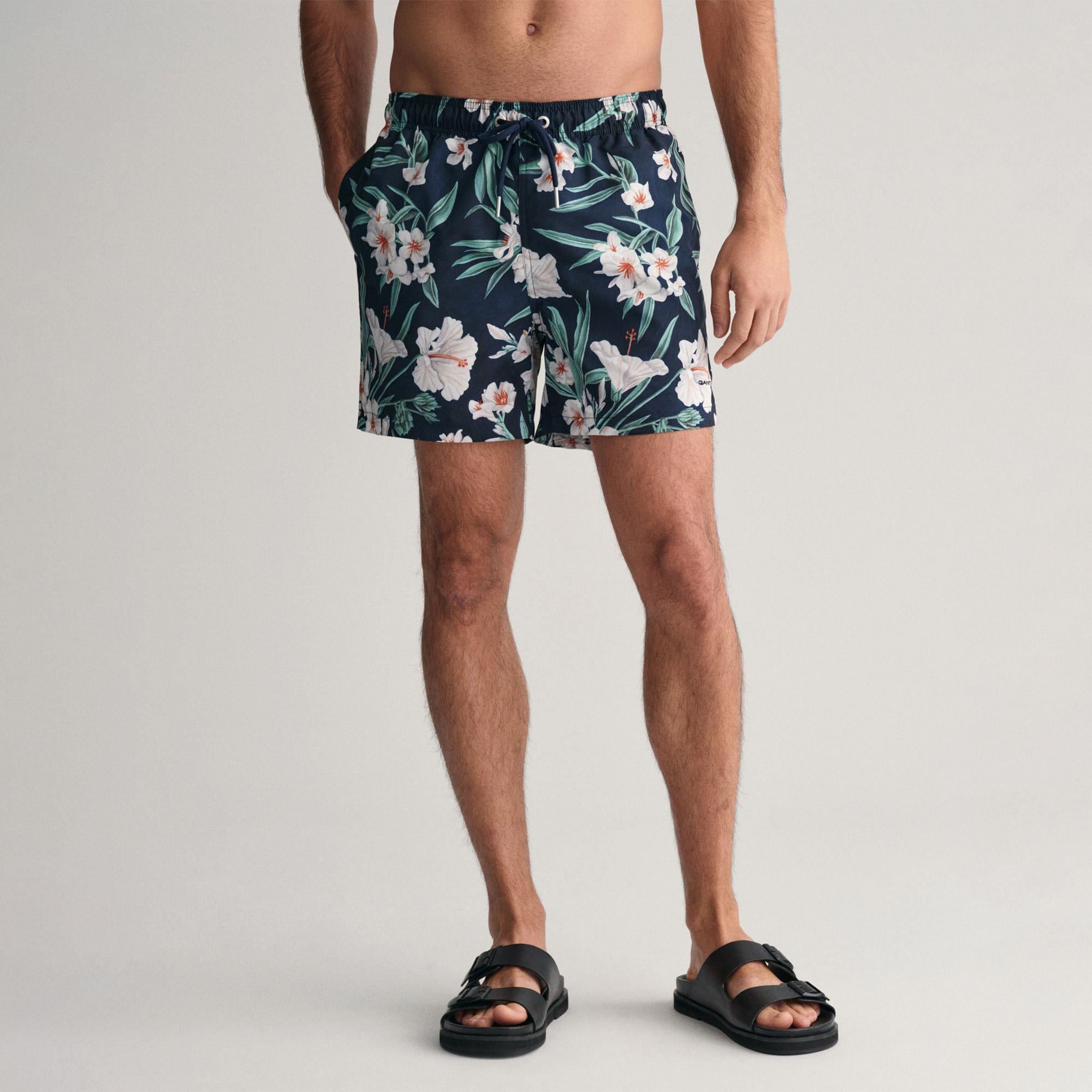 GANT Erkek Lacivert Regular Fit Desenli Deniz Şortu