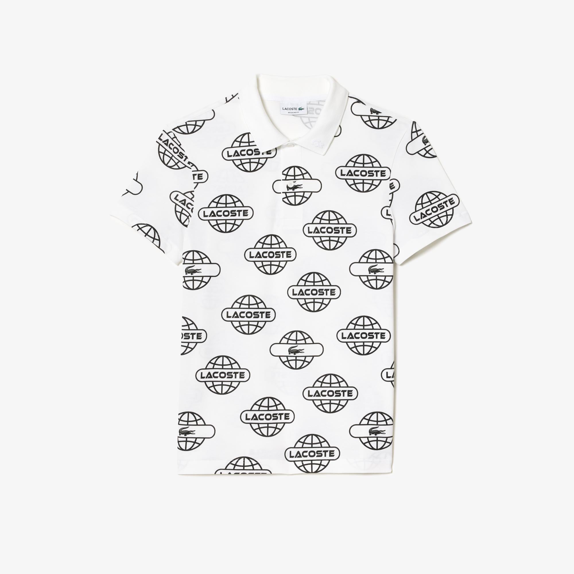 Lacoste Movement Erkek Regular Fit Organik Pamuk Baskılı Beyaz Polo