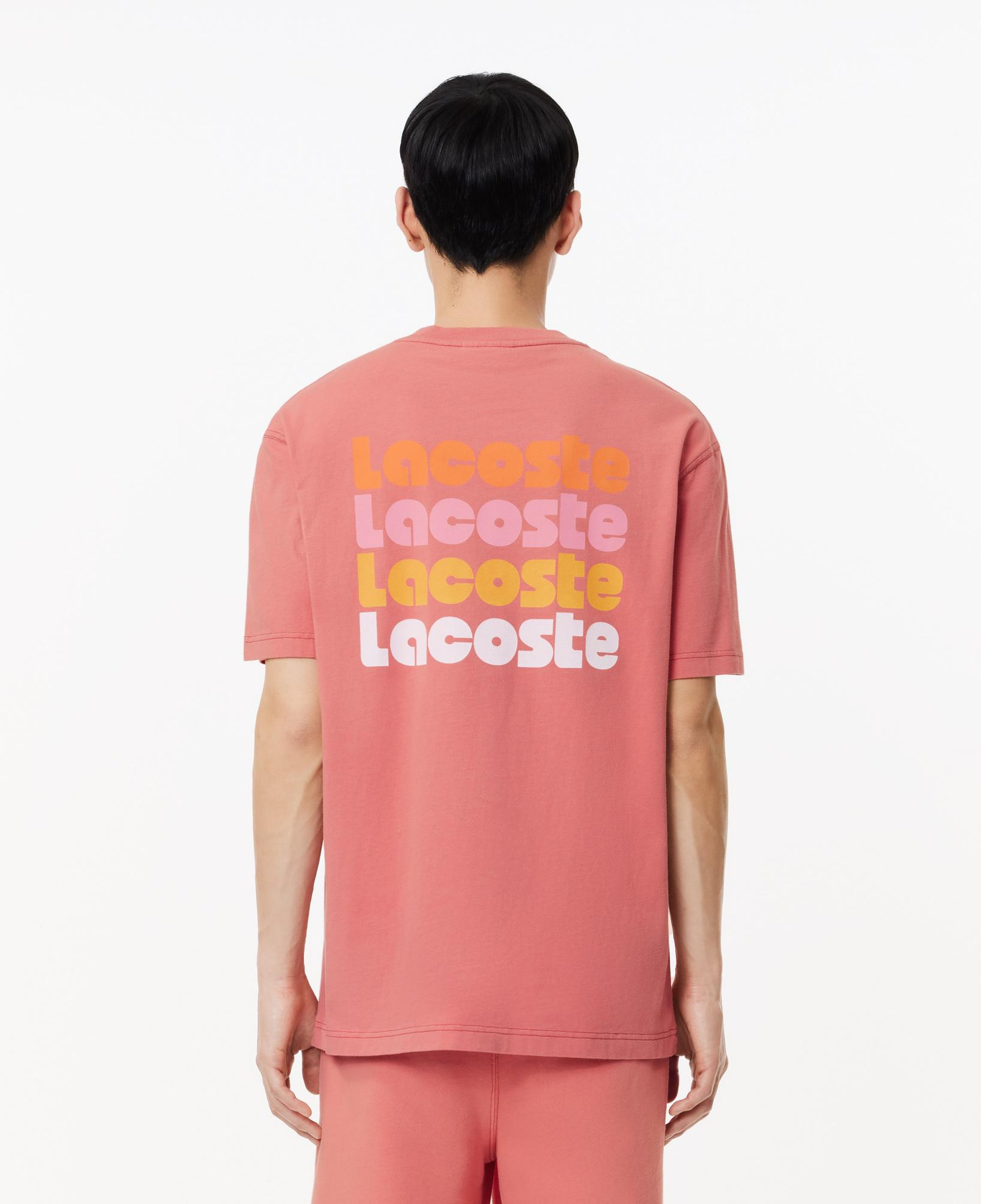 Erkek Classic Fit Bisiklet Yaka Baskılı Pembe T-Shirt