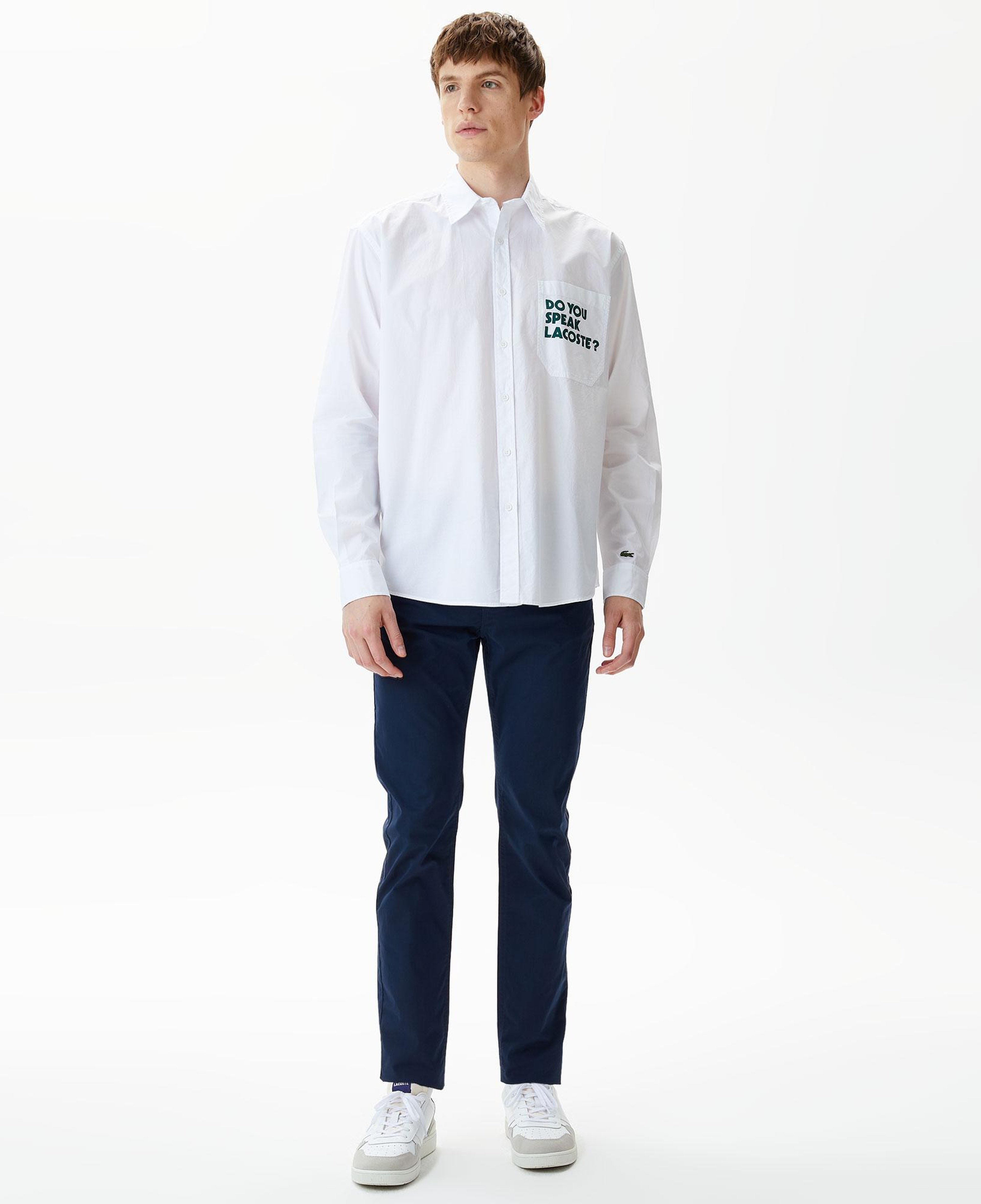 Erkek Loose Fit Baskılı Beyaz Gömlek