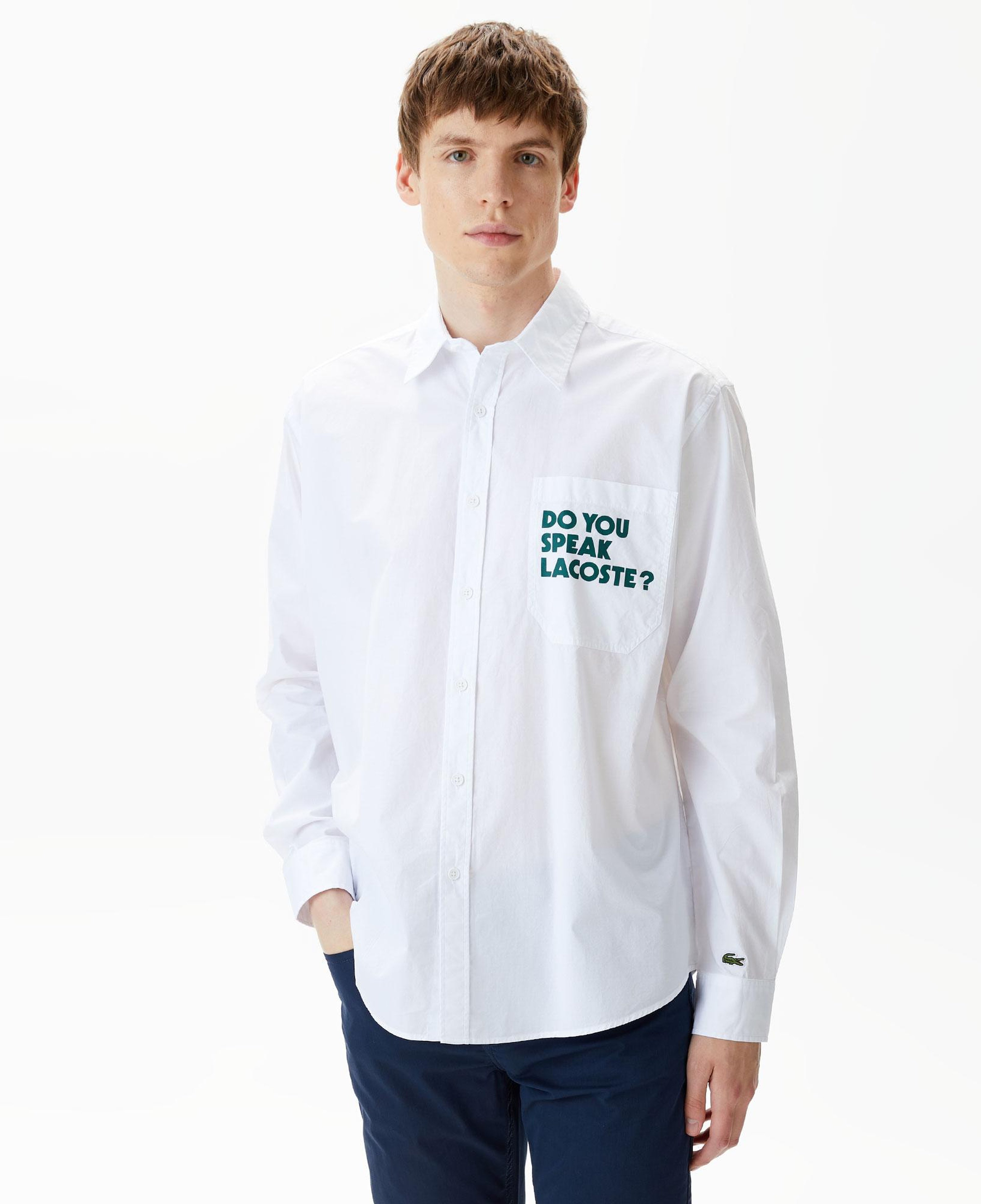 Erkek Loose Fit Baskılı Beyaz Gömlek