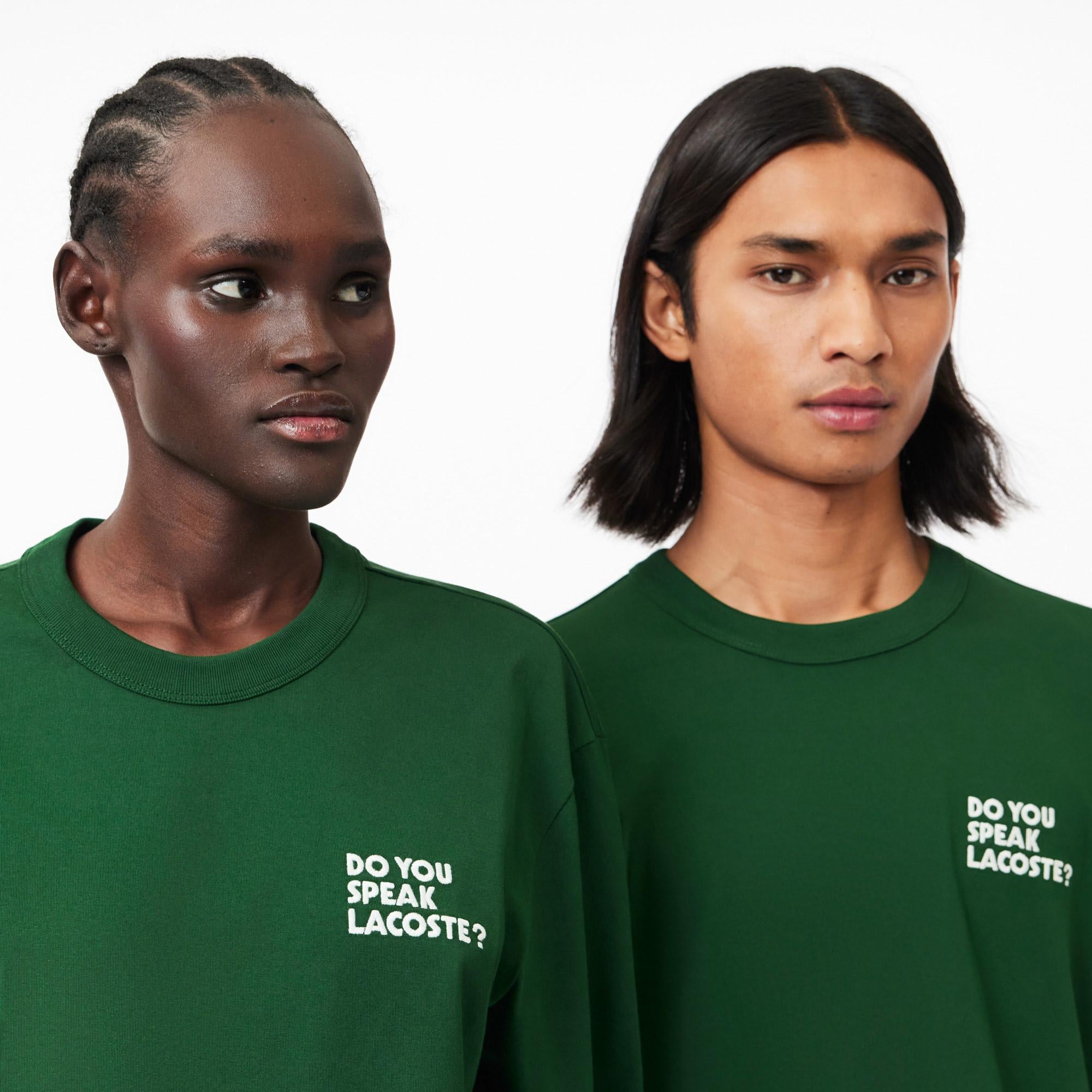 Unisex Classic Fit Bisiklet Yaka Baskılı Yeşil T-Shirt