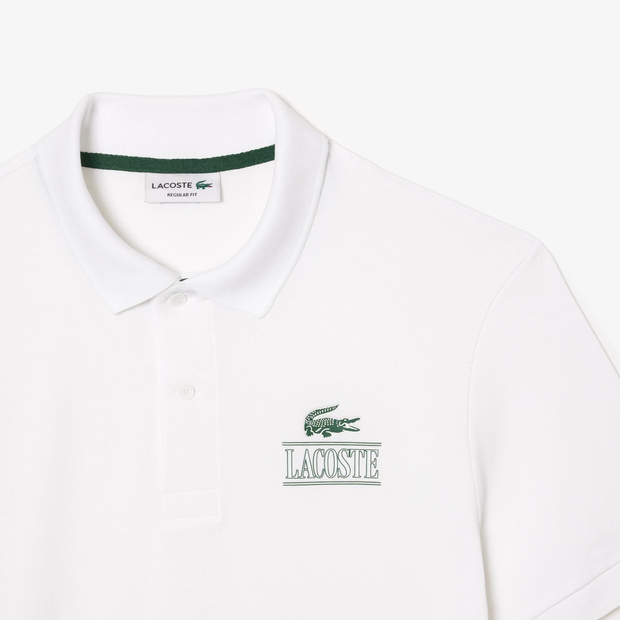 Signature Unisex Regular Fit Baskılı Beyaz Polo