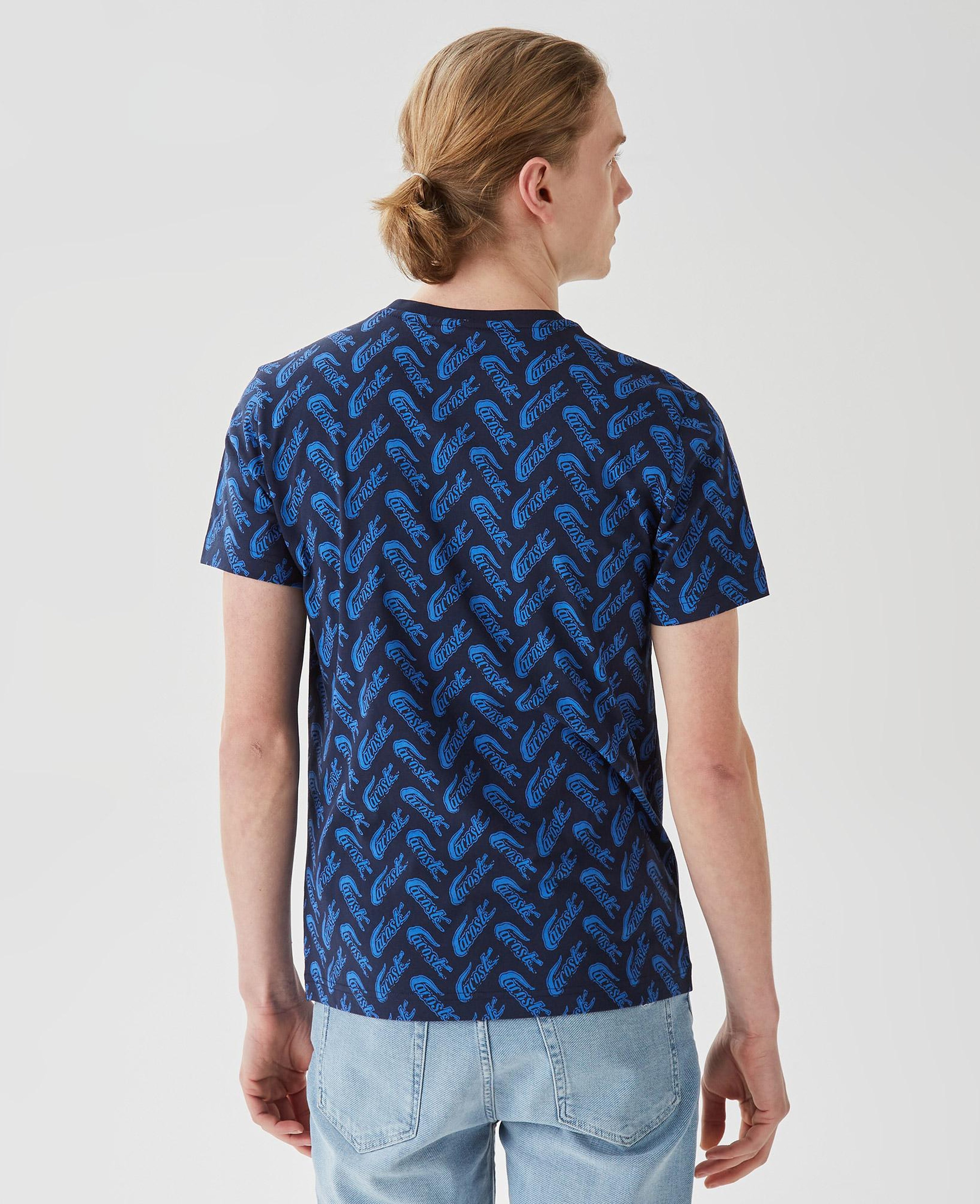 Erkek Slim Fit Bisiklet Yaka Desenli Lacivert T-Shirt