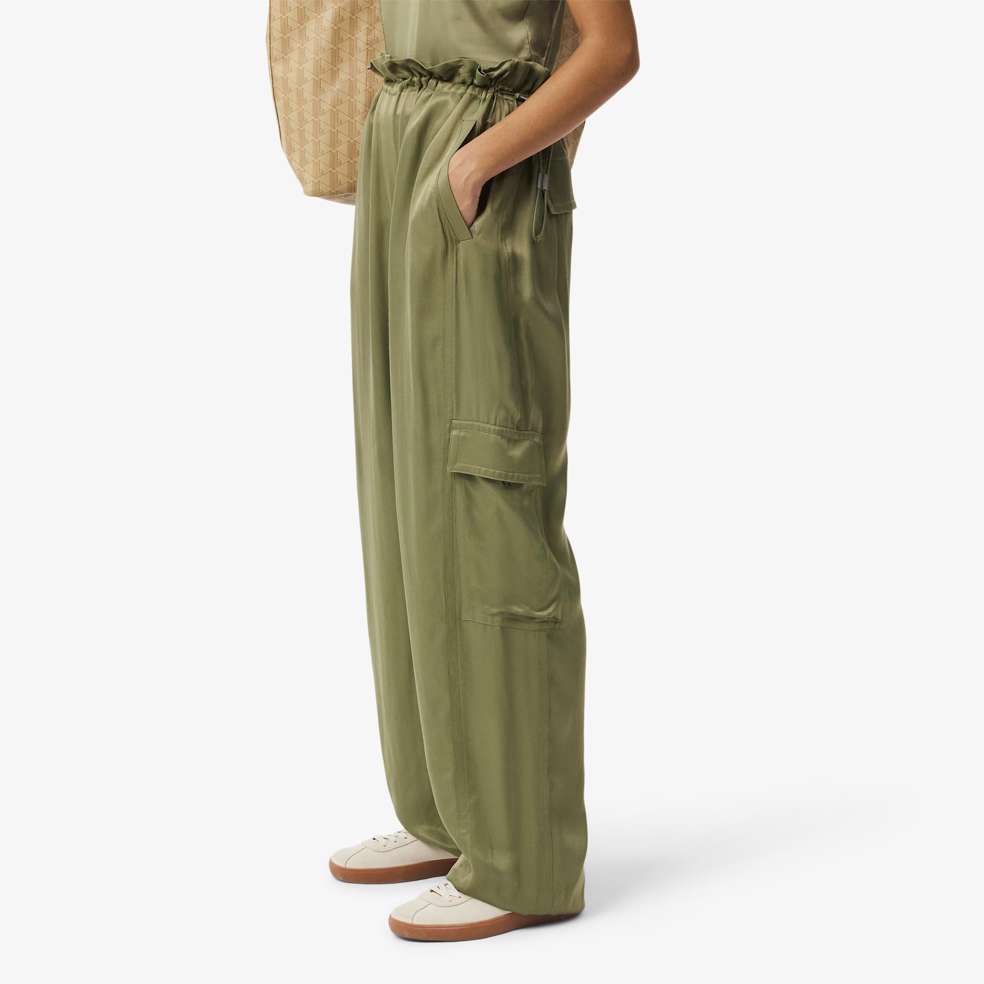 Kadın Oversize Fit Haki Kargo Pantolon