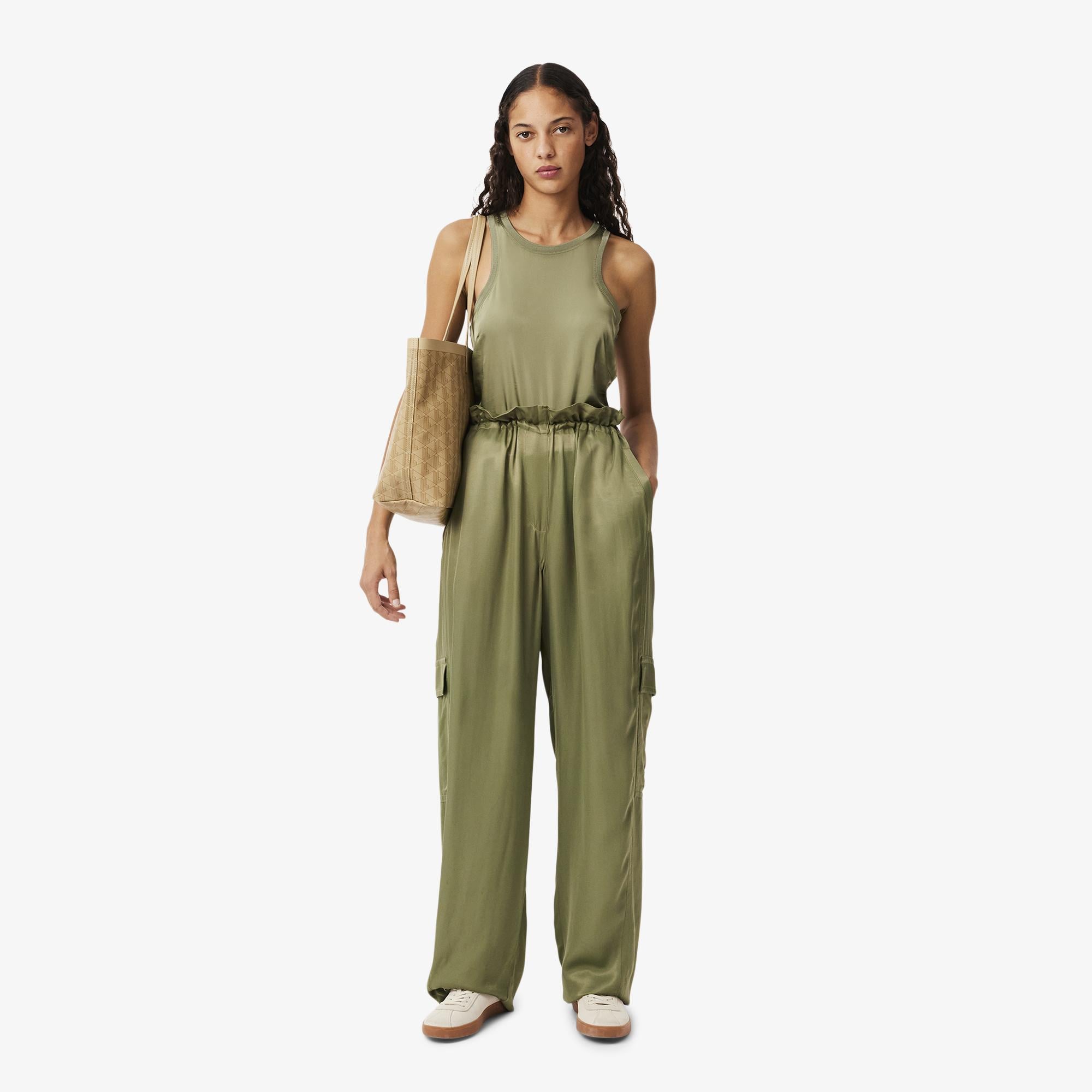 Kadın Oversize Fit Haki Kargo Pantolon