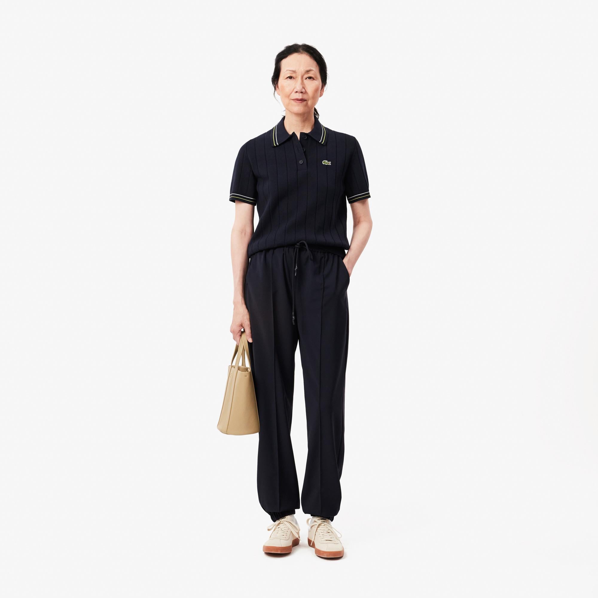 Kadın Oversize Fit Lacivert Yün Karışımlı Pantolon
