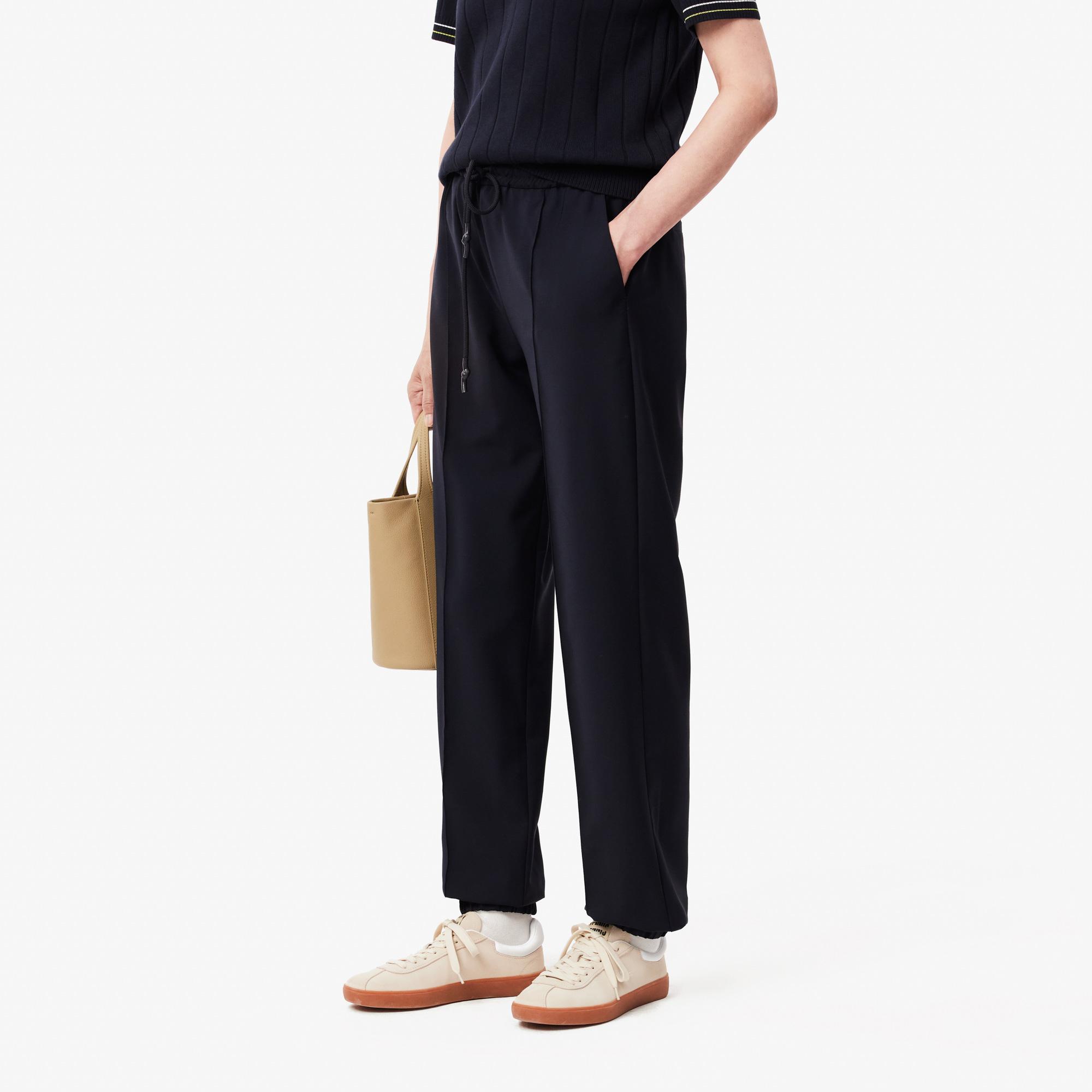 Kadın Oversize Fit Lacivert Yün Karışımlı Pantolon