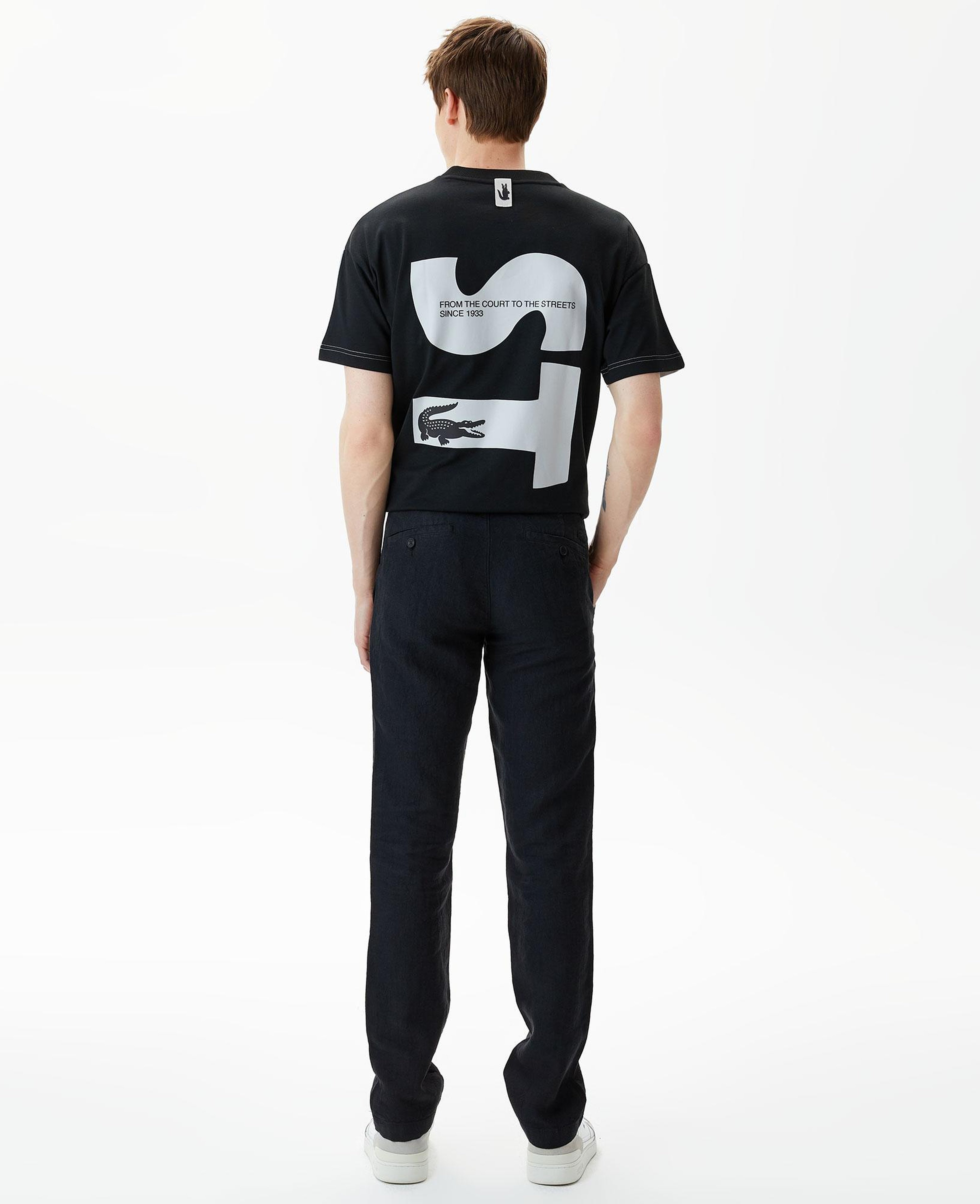Erkek Slim Fit Chino Keten Siyah Pantolon