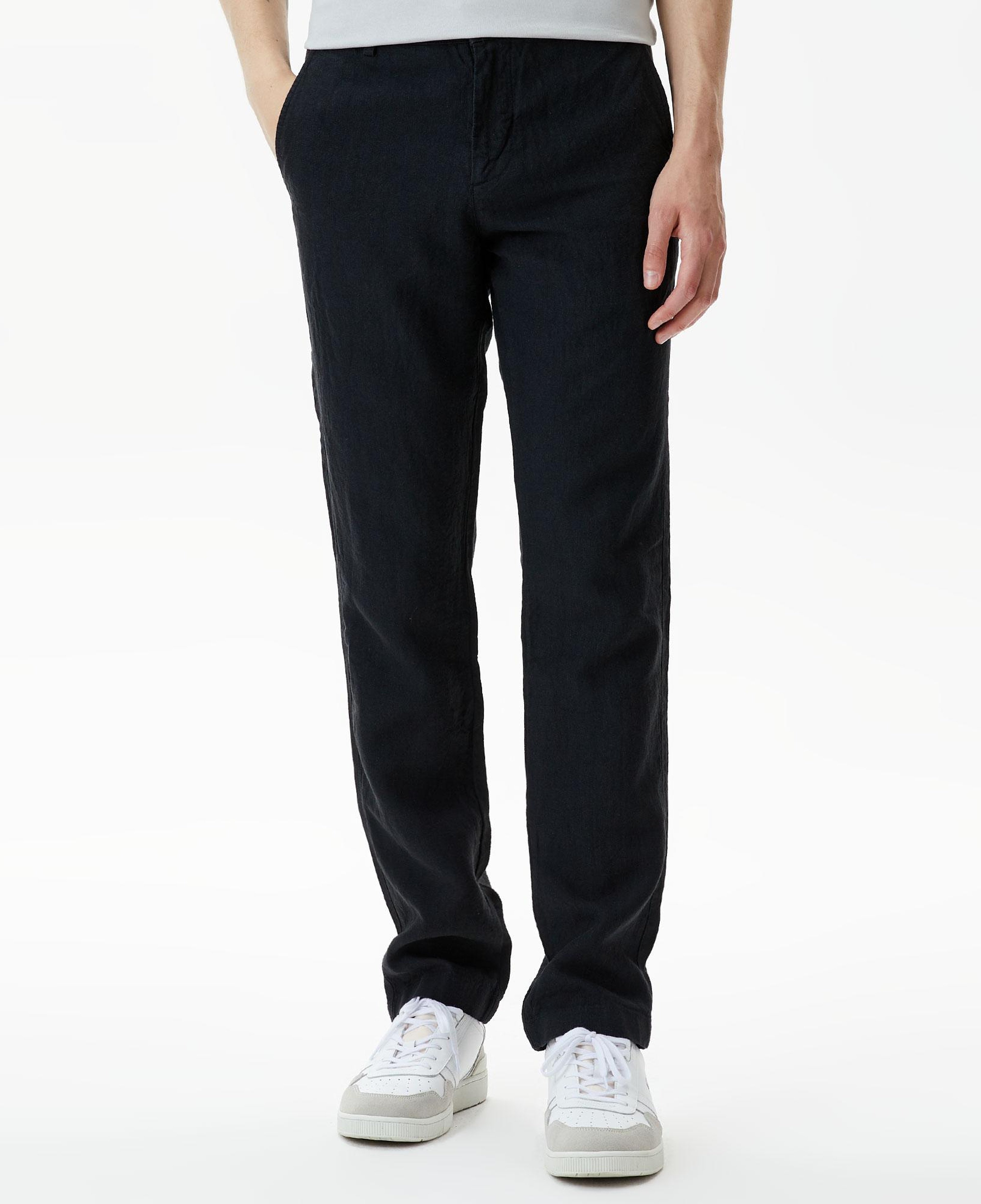 Erkek Slim Fit Chino Keten Siyah Pantolon