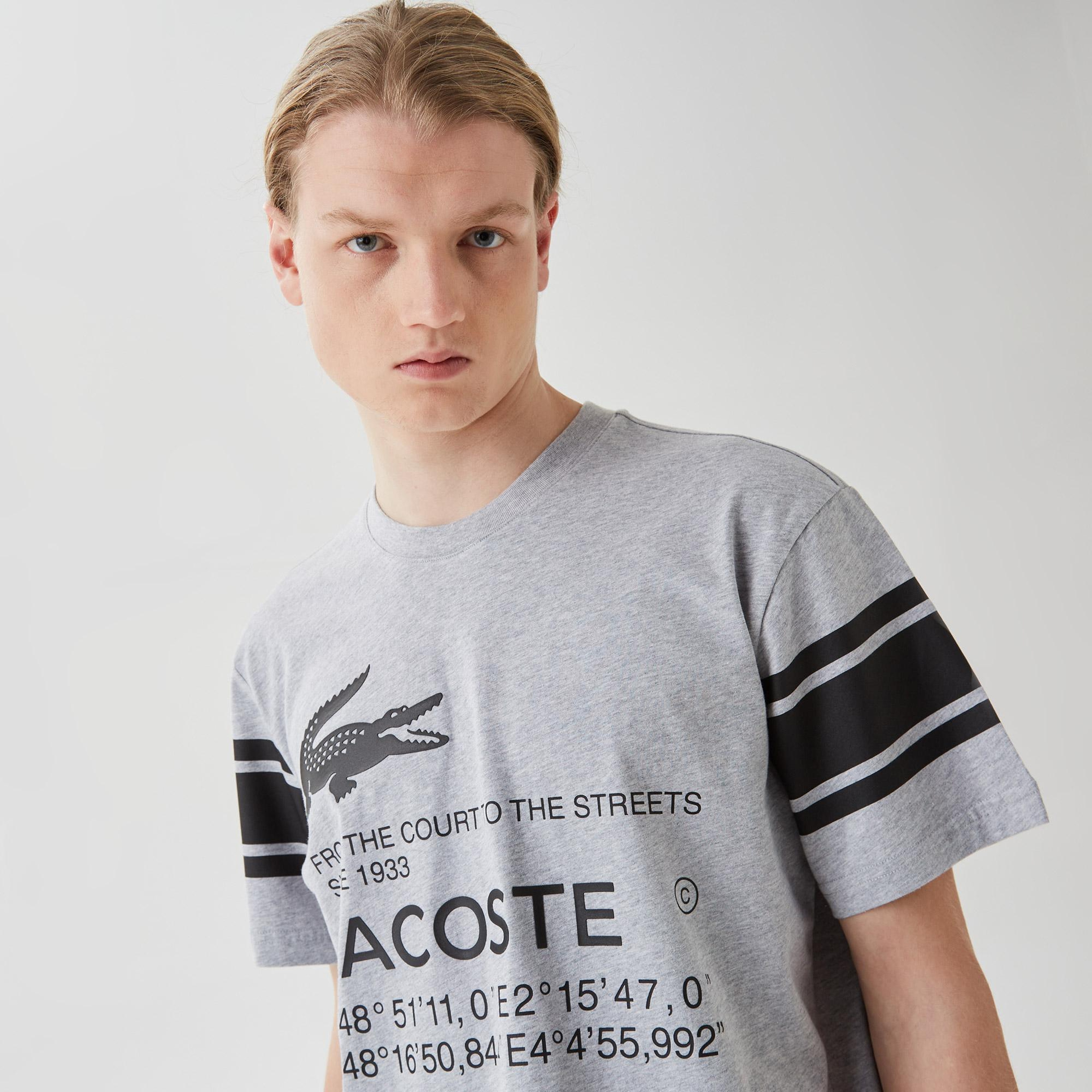 Active Erkek Relaxed Fit Bisiklet Yaka Baskılı Gri T-Shirt
