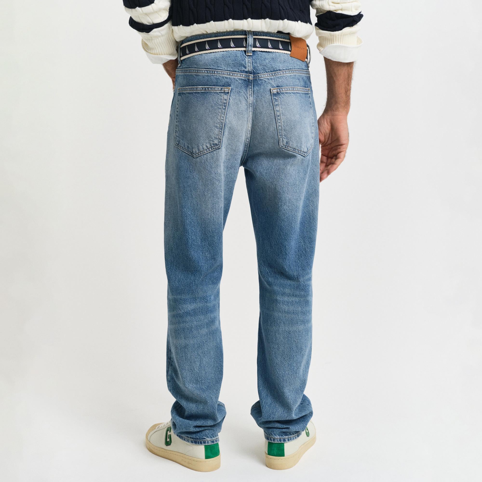 GANT Erkek Mavi Straight Fit Jean Pantolon