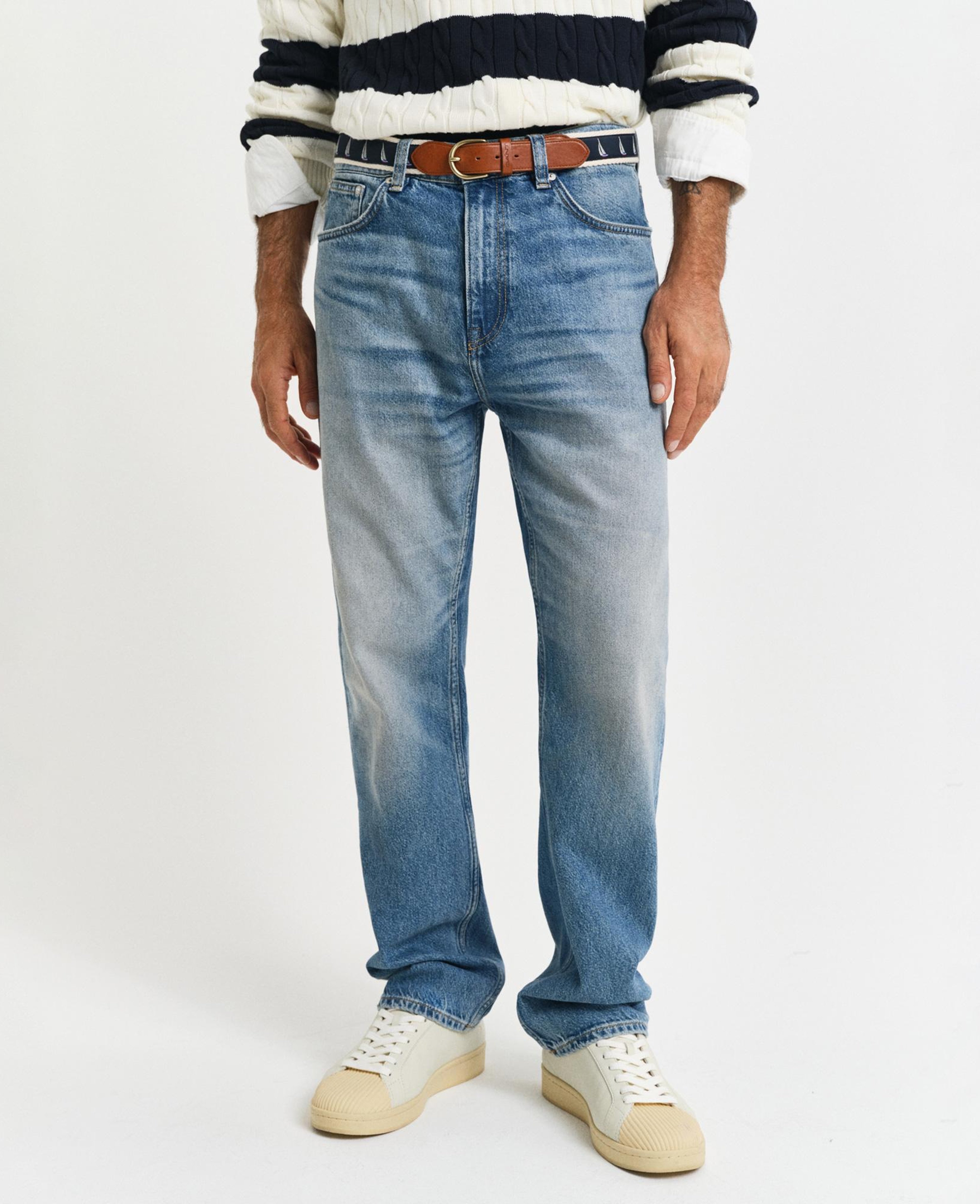 GANT Erkek Mavi Straight Fit Jean Pantolon
