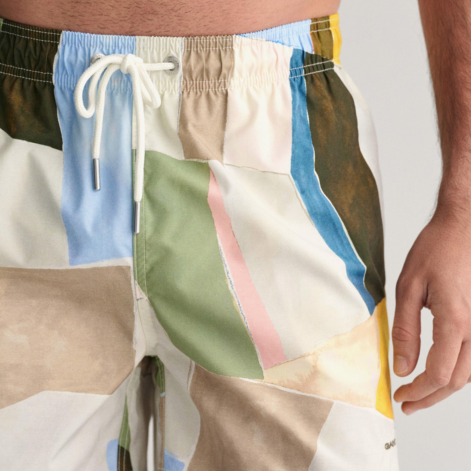 GANT Erkek Sarı Regular Fit Desenli Deniz Şortu