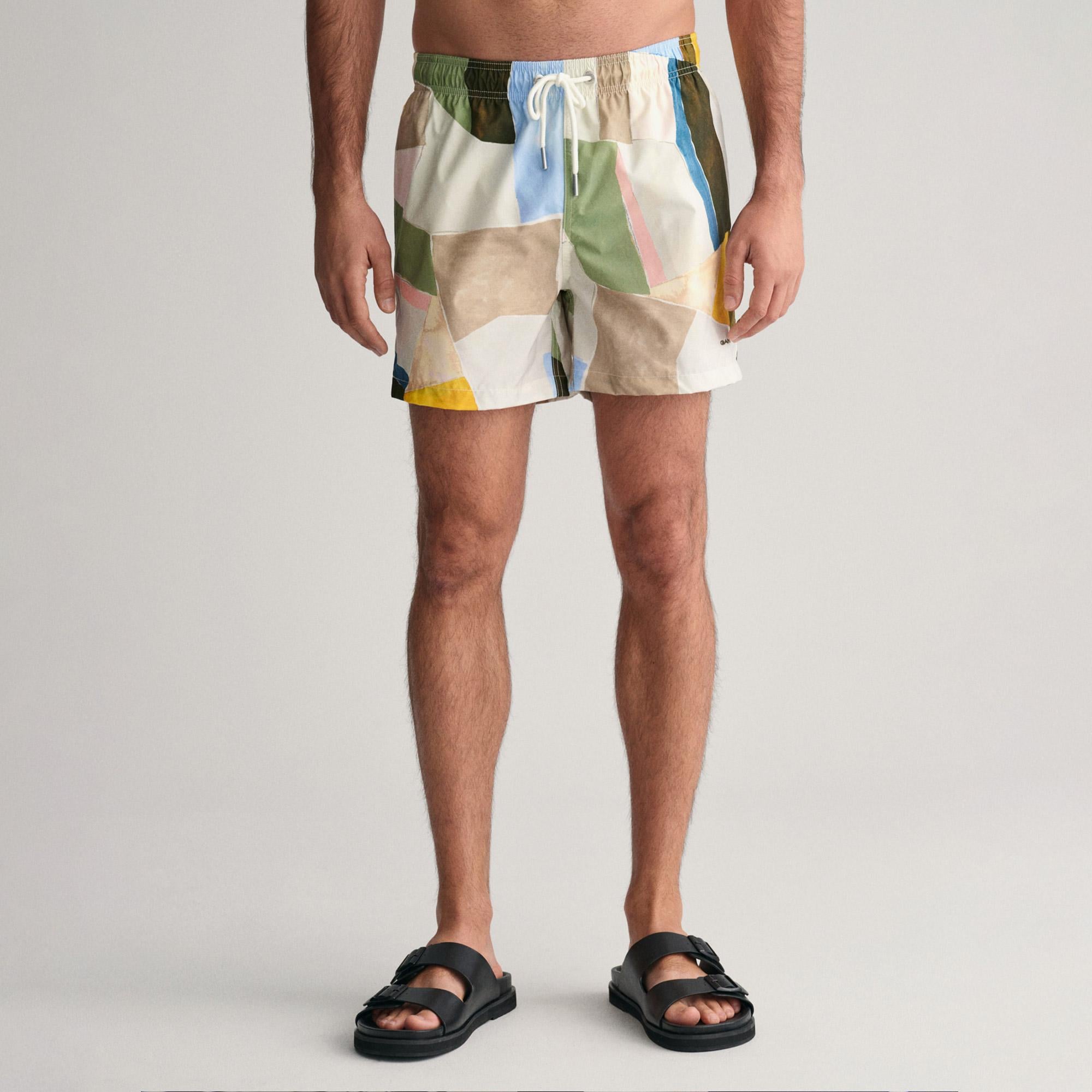 GANT Erkek Sarı Regular Fit Desenli Deniz Şortu