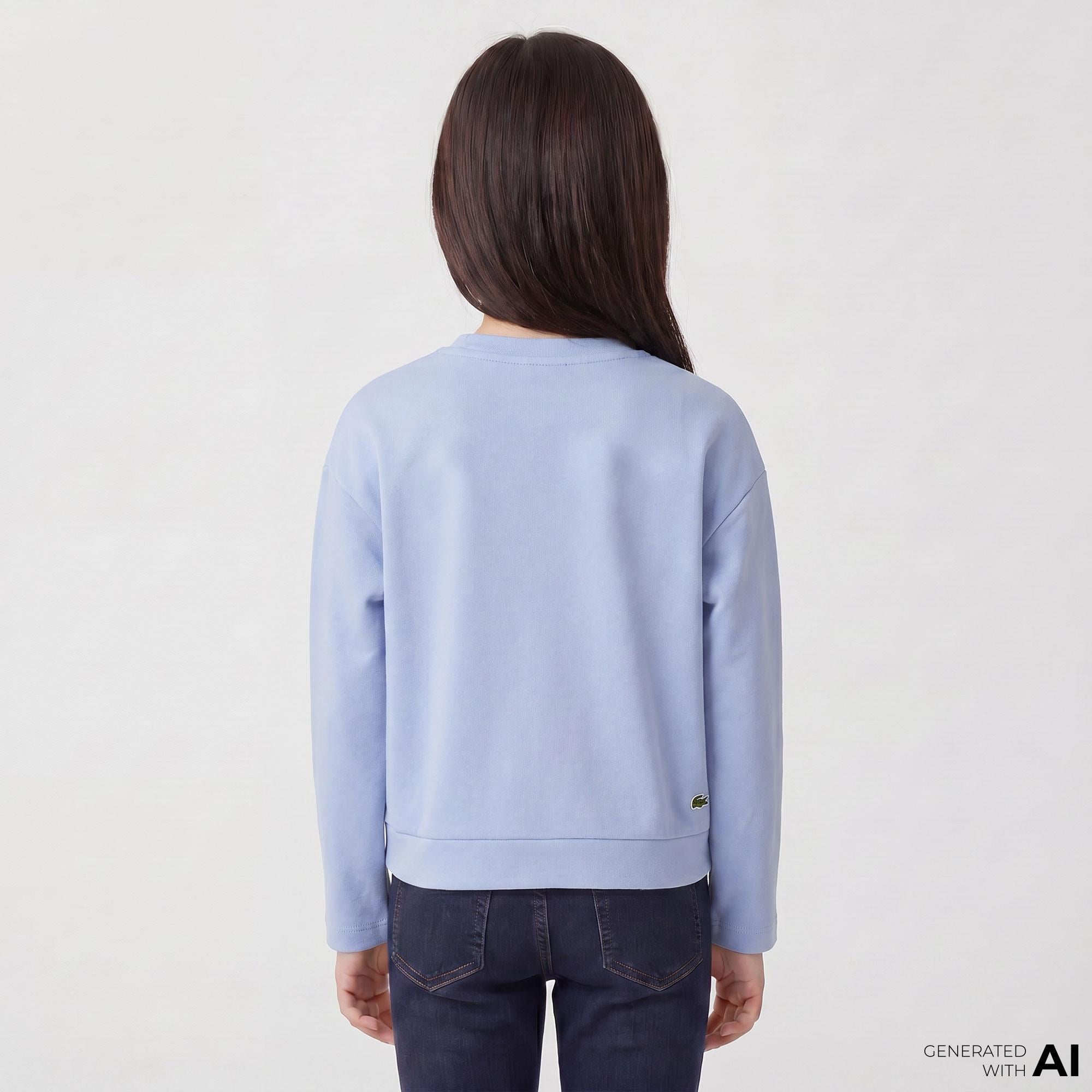 Lacoste Çocuk Uzun Kollu Bisiklet Yaka Baskılı Mavi T-Shirt