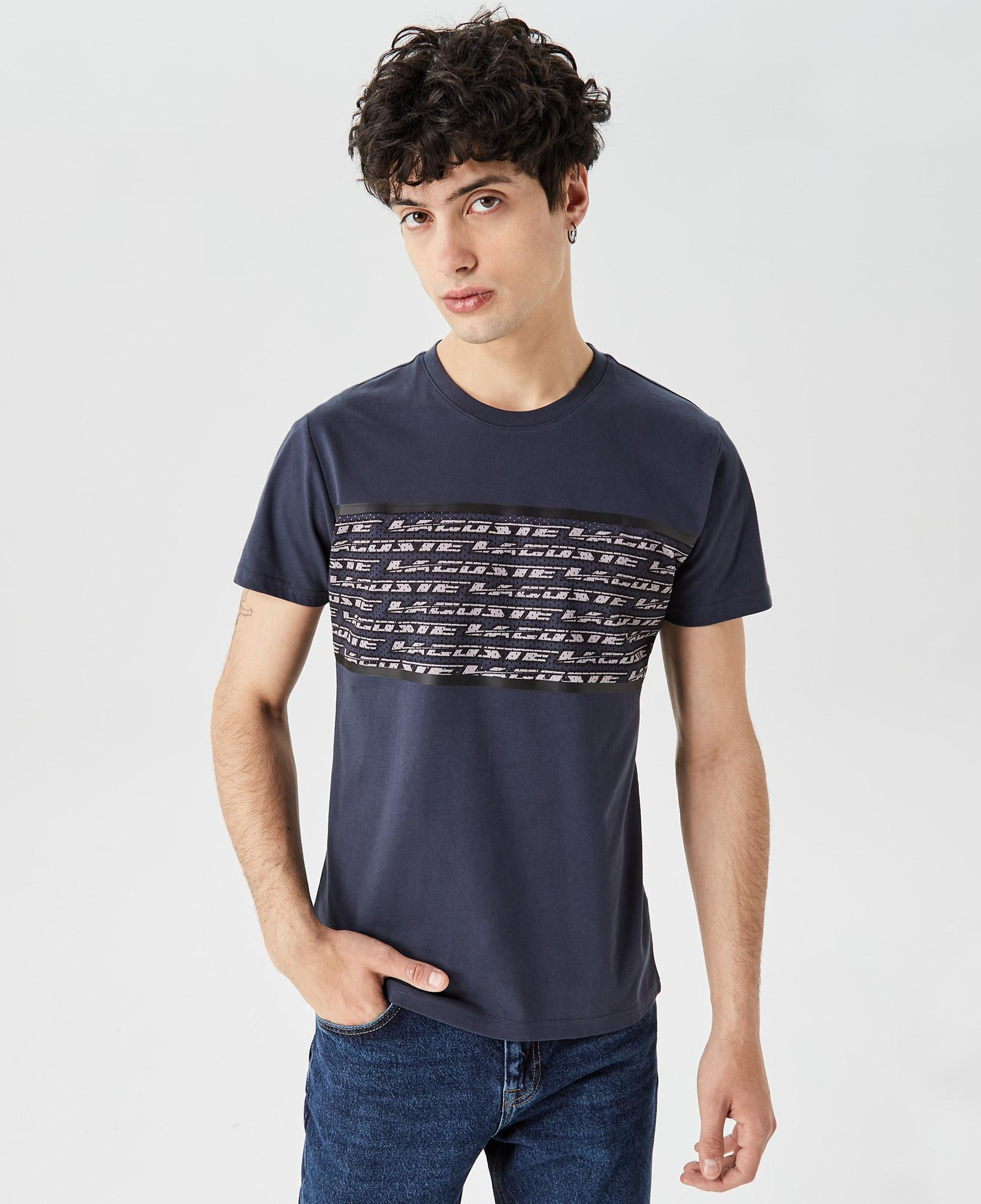 Erkek Regular Fit Bisiklet Yaka Baskılı Lacivert T-Shirt
