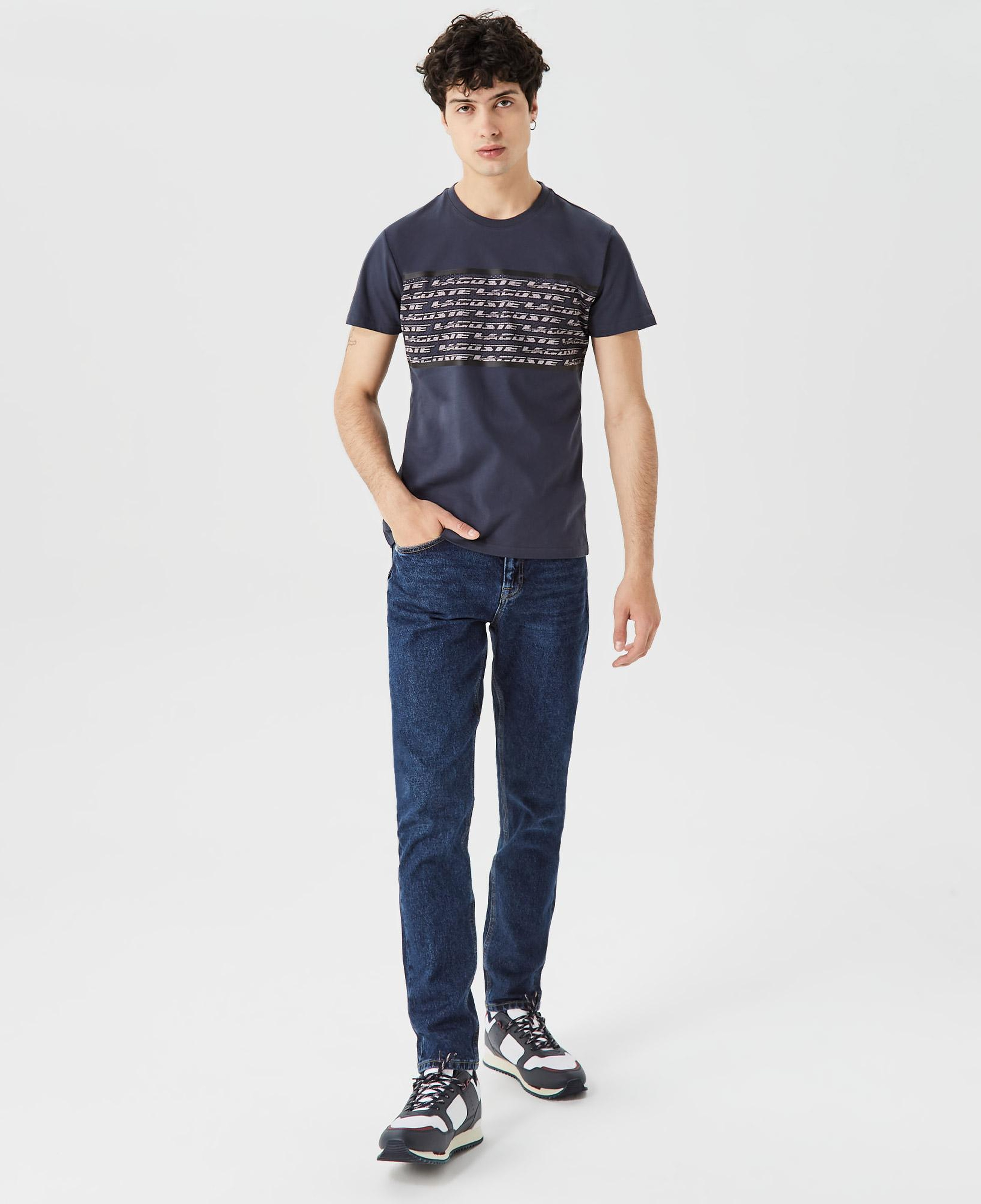 Erkek Regular Fit Bisiklet Yaka Baskılı Lacivert T-Shirt