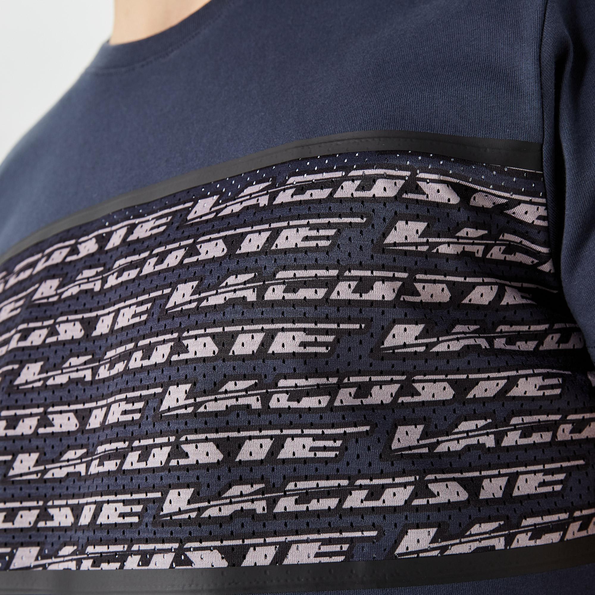 Erkek Regular Fit Bisiklet Yaka Baskılı Lacivert T-Shirt