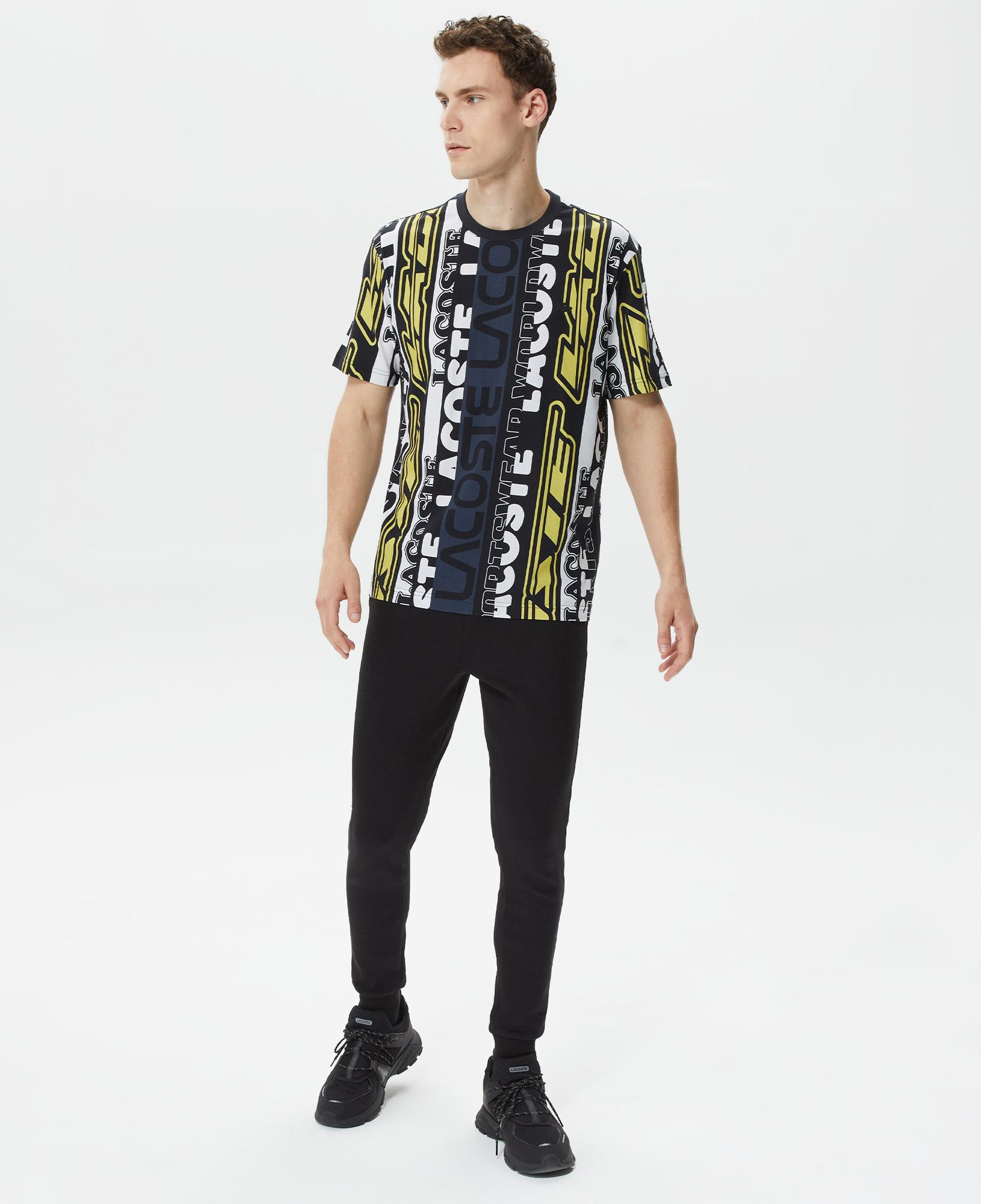 Erkek Regular Fit Bisiklet Yaka Baskılı Siyah T-Shirt